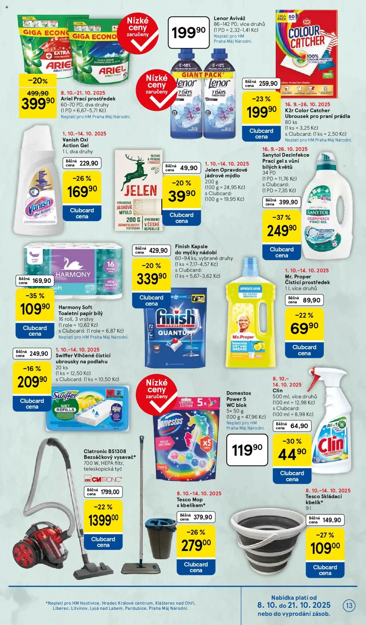 Tesco leták - Hypermarket od 08.10.2025 | Strana: 13 | Produkty: Mýdlo, Aviváž, Clin, Nádobí