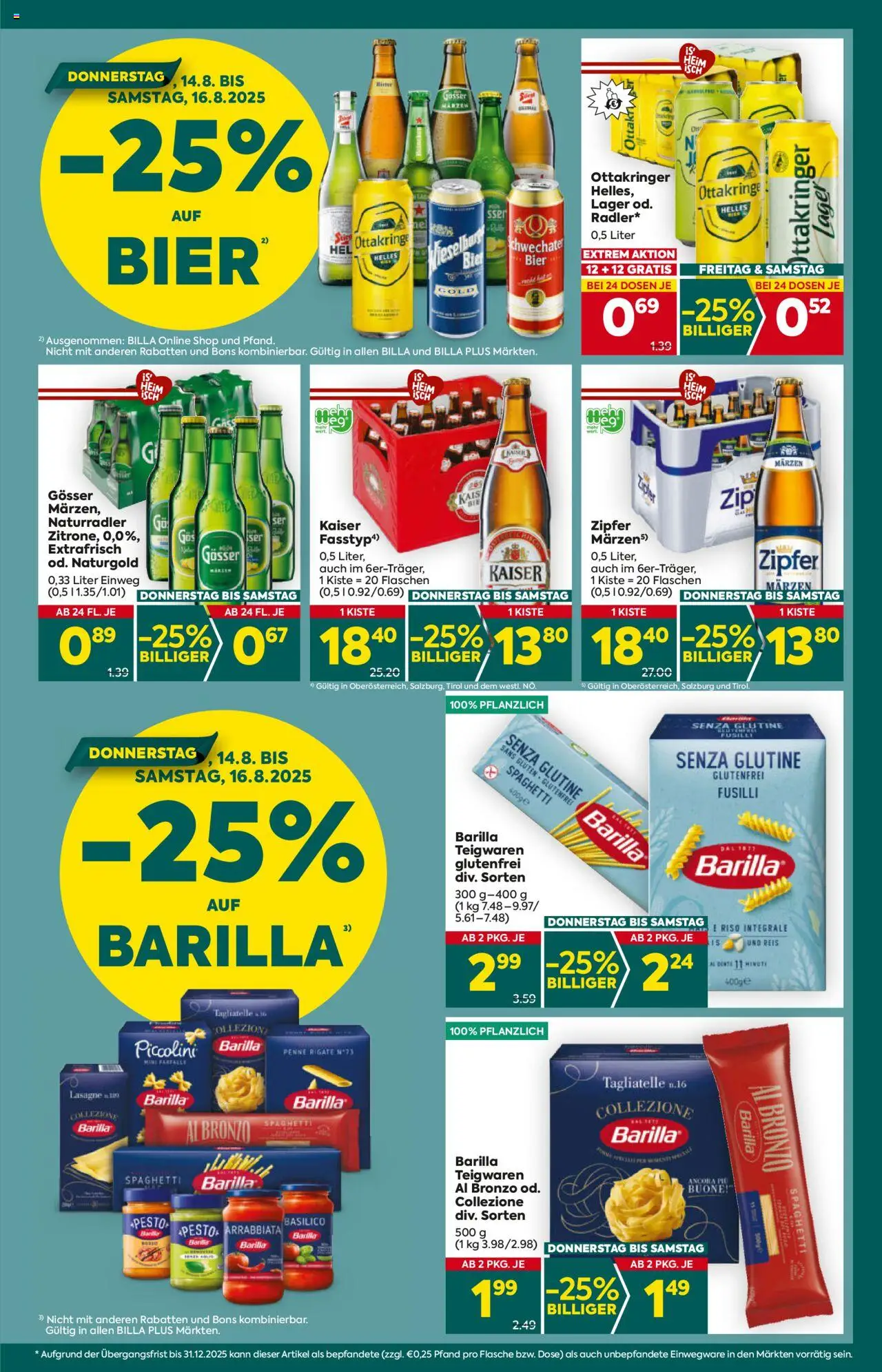 Billa Plus Flugblatt - Salzburg gültig ab 14.08.2025 | Seite: 3 | Produkte: Hajdina liszt, Bier, Reis