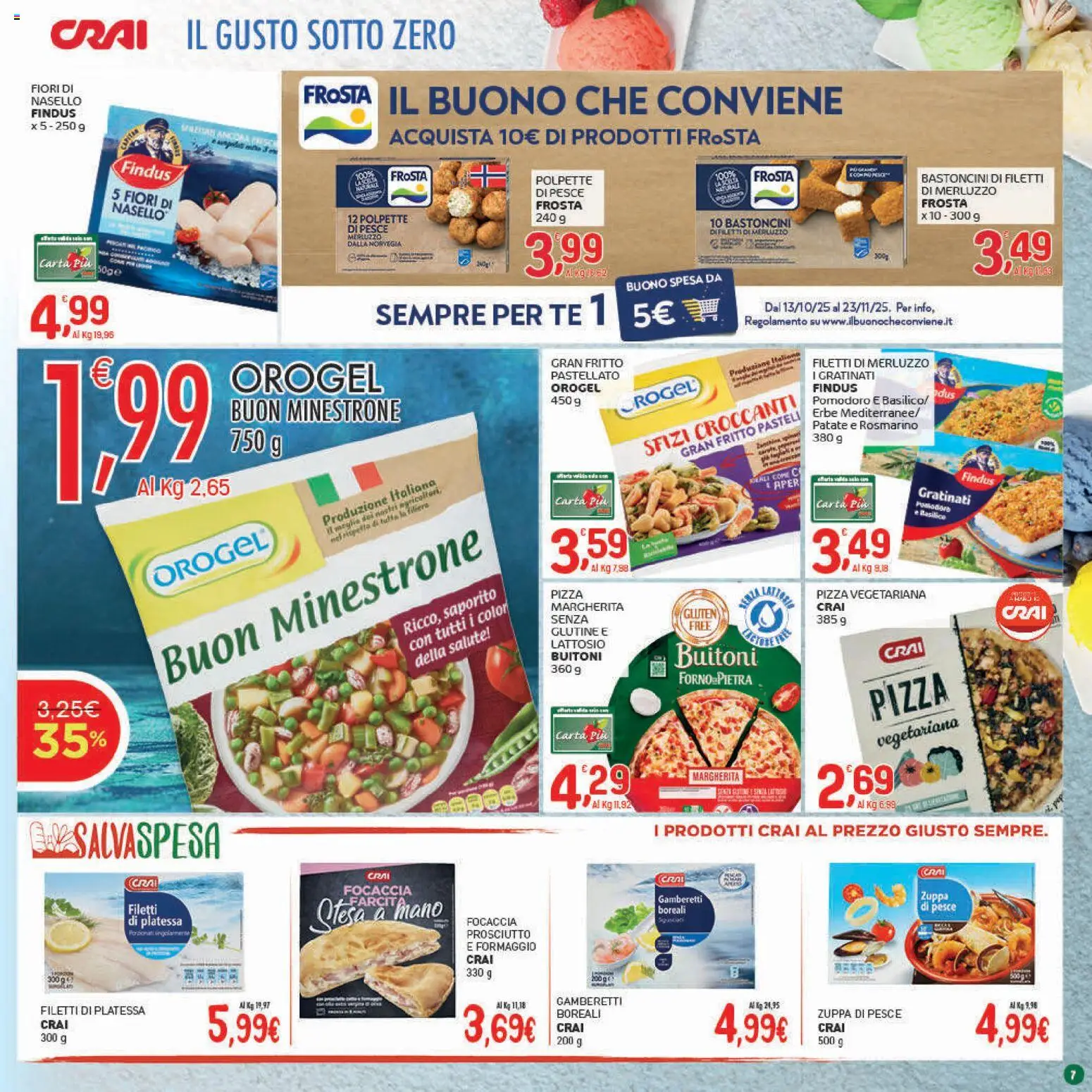 Volantino CRAI del 13.11.2025 | Pagina: 7 | Prodotti: Minestrone, Forno, Nasello, Polpette