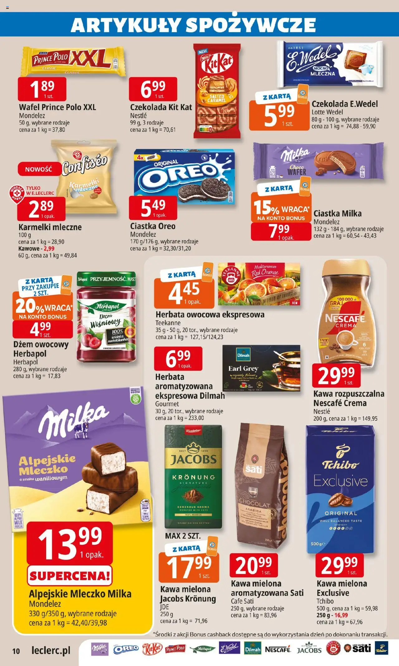 E.Leclerc Gazetka - Elbląg od 19.08.2025 | Strona: 10 | Produkty: Prince polo xxl, Nescafe, Ciastka Oreo, Dżem