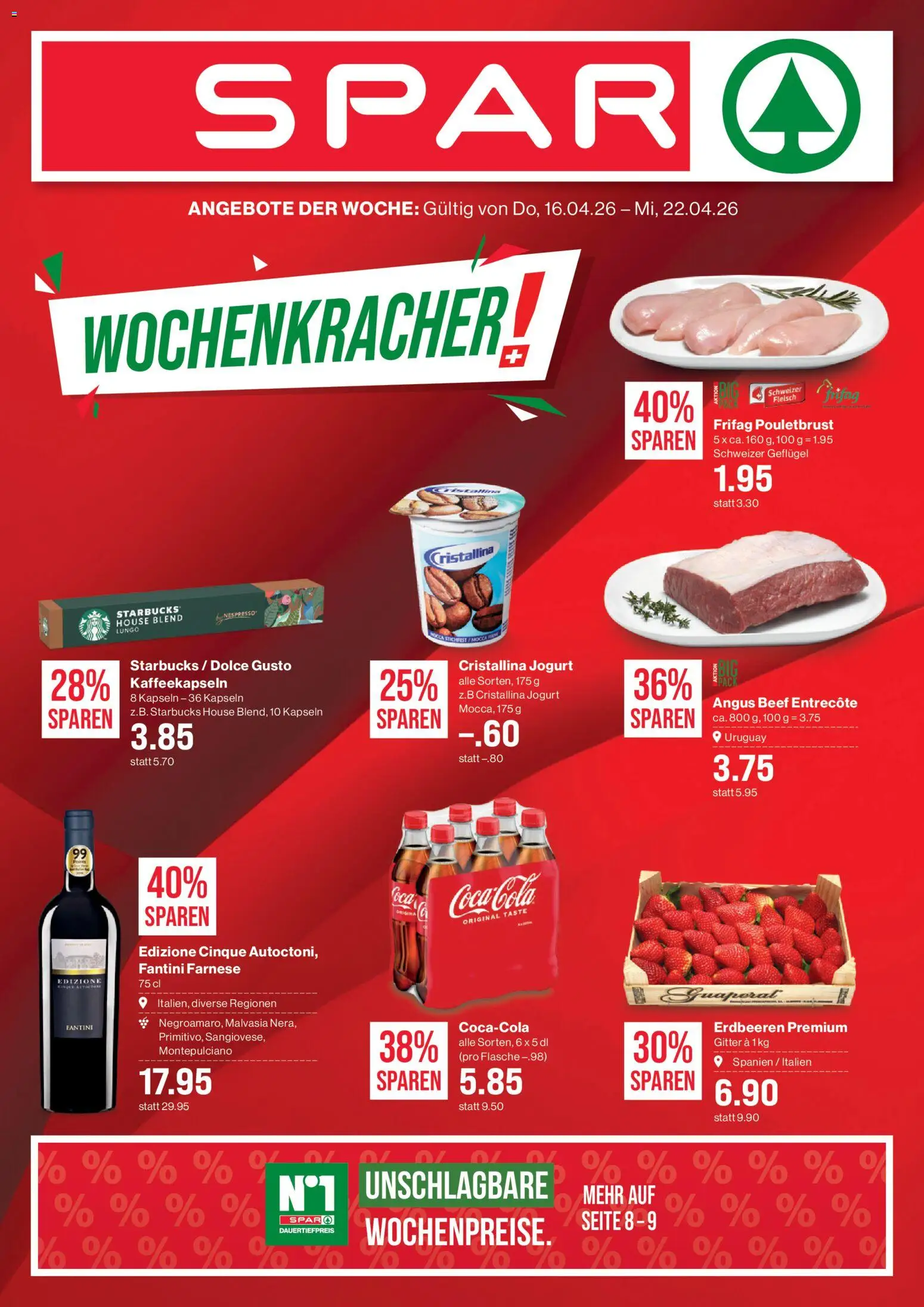 SPAR - SPAR Handels AG – gültig ab 16.04.2026 | Seite: 1 | Produkte: Gitter, Pouletbrust, Erdbeeren