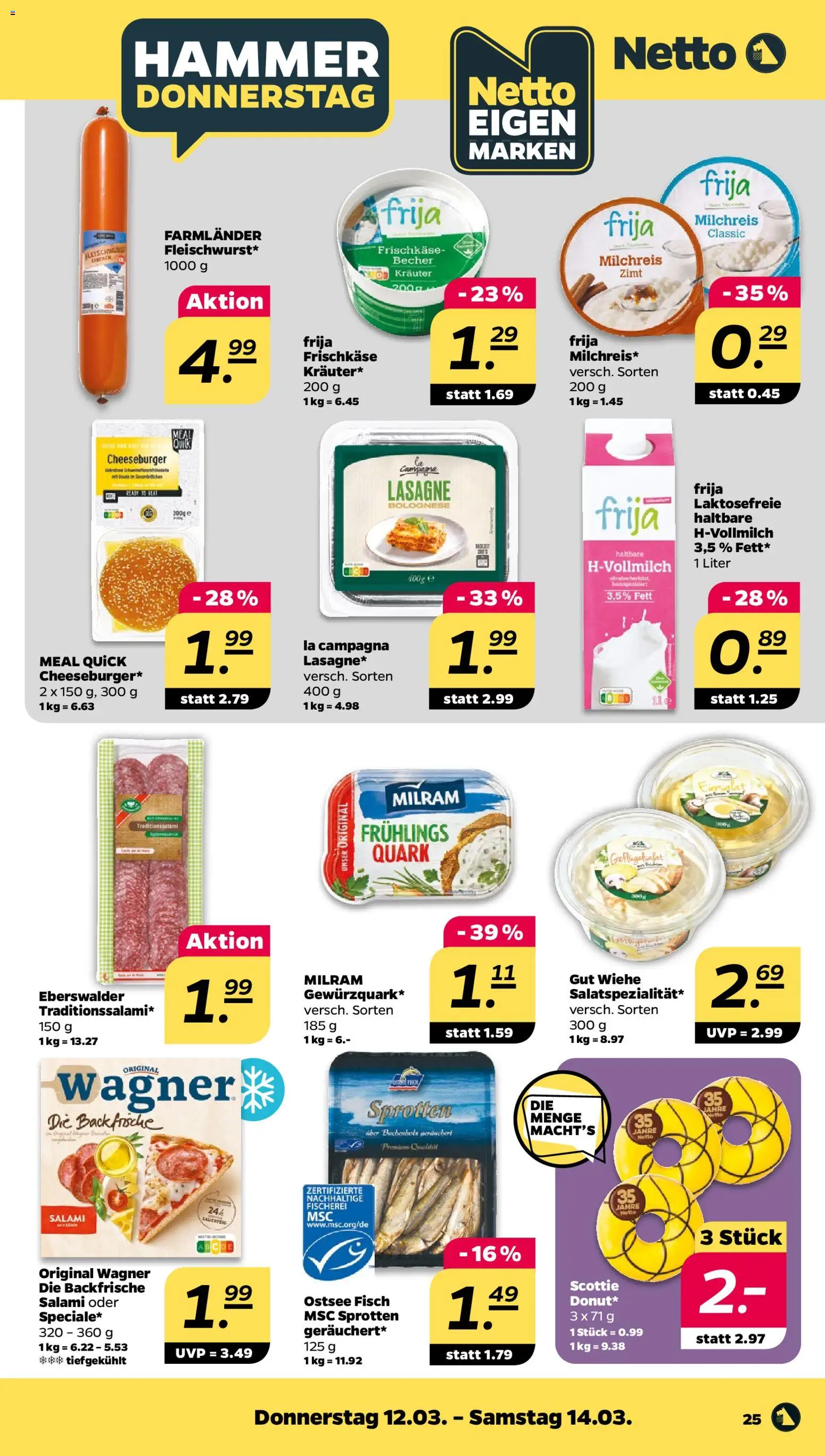 Netto Prospekt 	 – gültig ab 09.03.2026 | Seite: 31 | Produkte: Quark, Milram, Salami, Frischkase