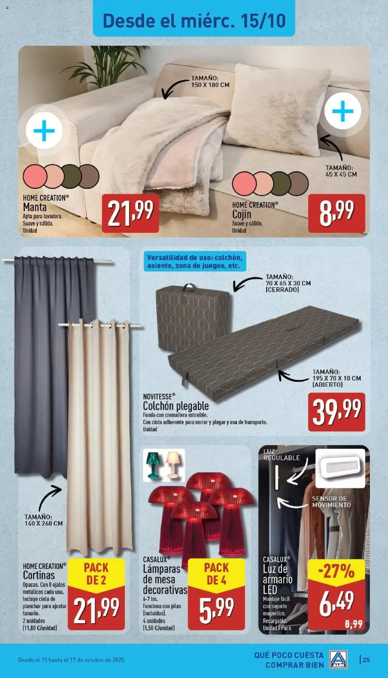 Aldi folleto Baleares │ válido desde el 13.10.2025 | Página: 25 | Productos: Funda, Cojín, Mesa, Απορρυπαντικό ρούχων σε σκόνη