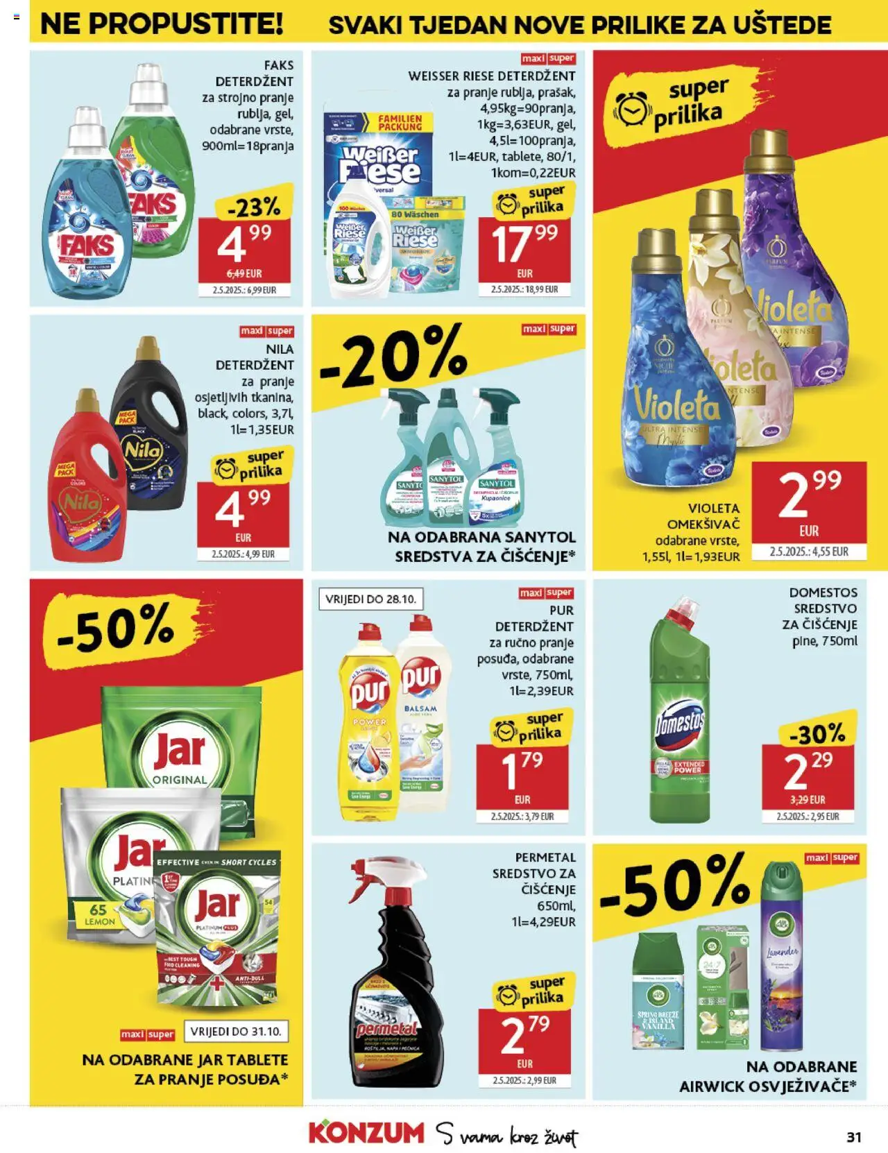 Konzum katalog | vrijedi od 15.10.2025 | Stranica: 31 | Proizvodi: Omekšivač, Nila, Violeta, Weisser Riese