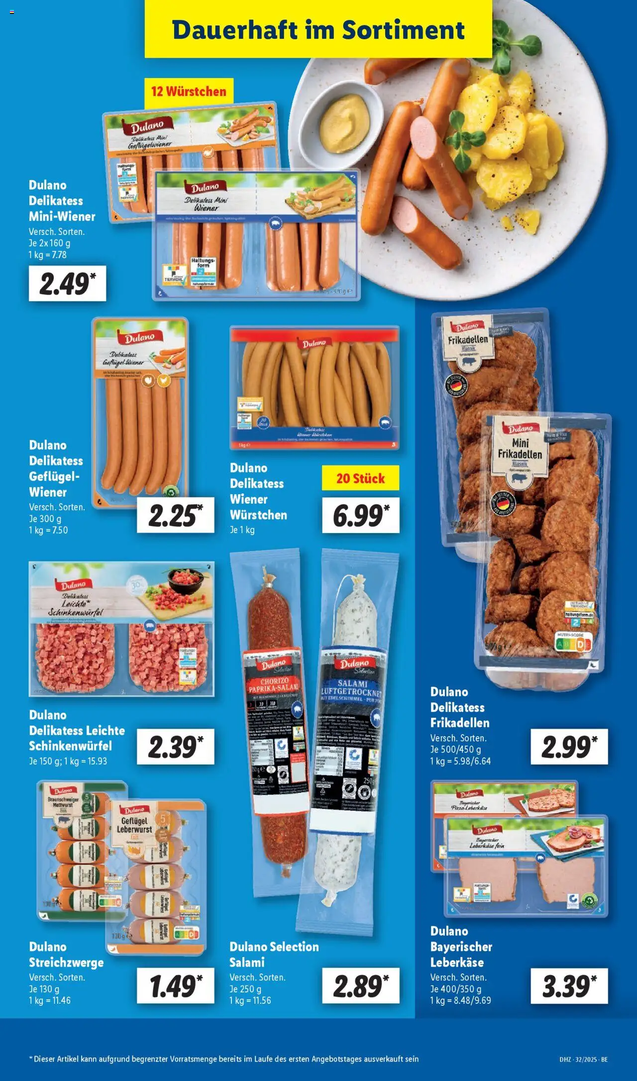 Lidl Prospekt Templin - gültig ab dem 04.08.2025 | Seite: 9 | Produkte: Wiener wurstchen, Salami, Pizza, Leberkase