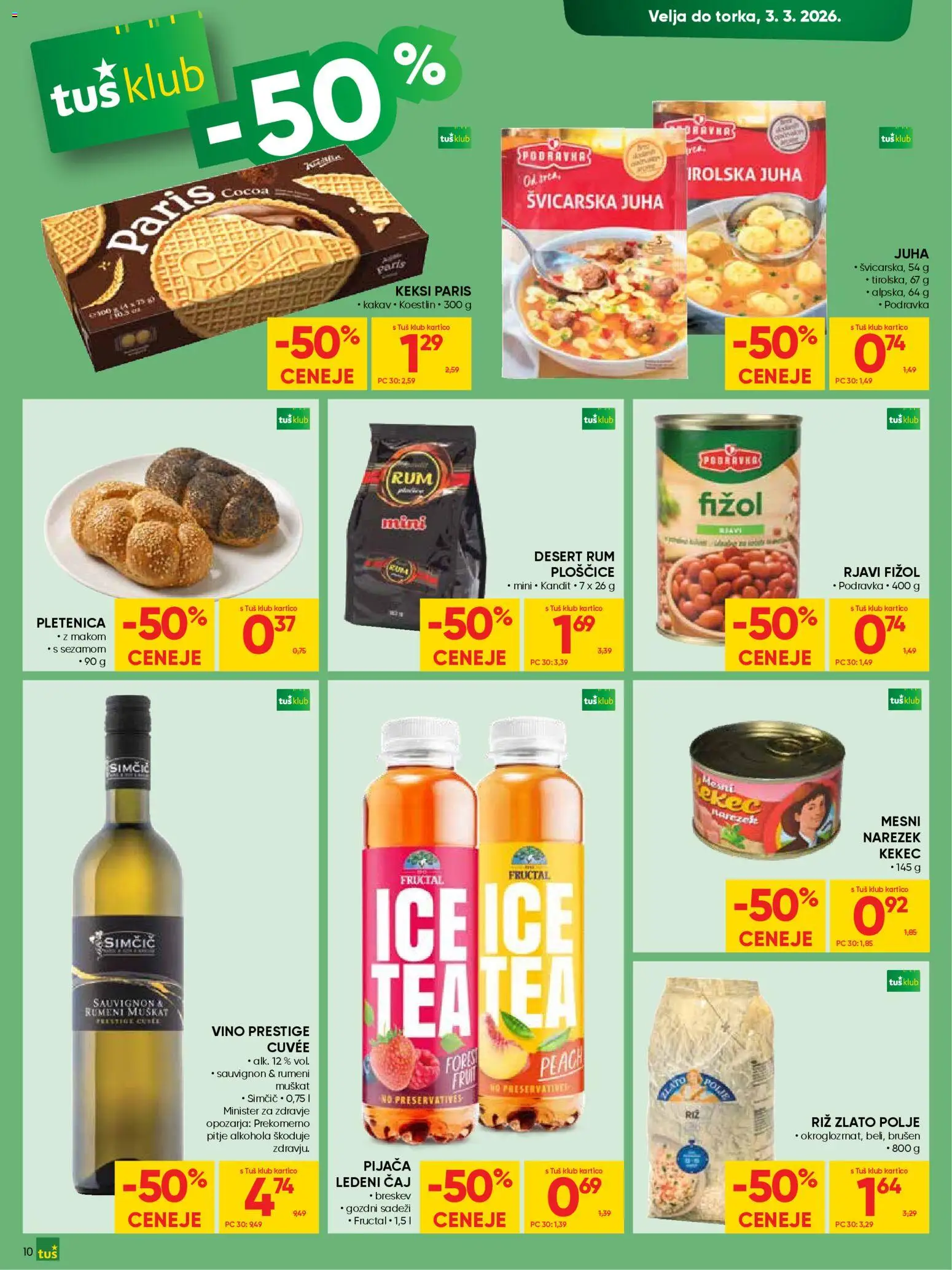 Novi Tuš katalog ponudbe – veljaven od 18.02.2026 | Stran: 10 | Izdelki: Juha, Ledeni čaj, Kakav, Breskev