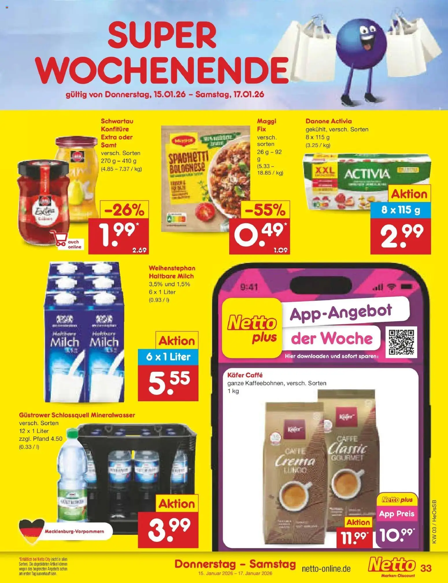 Netto Marken-Discount prospekt Kröpelin	 – gültig ab 12.01.2026 | Seite: 37 | Produkte: Activia, Maggi, Milch, Mineralwasser