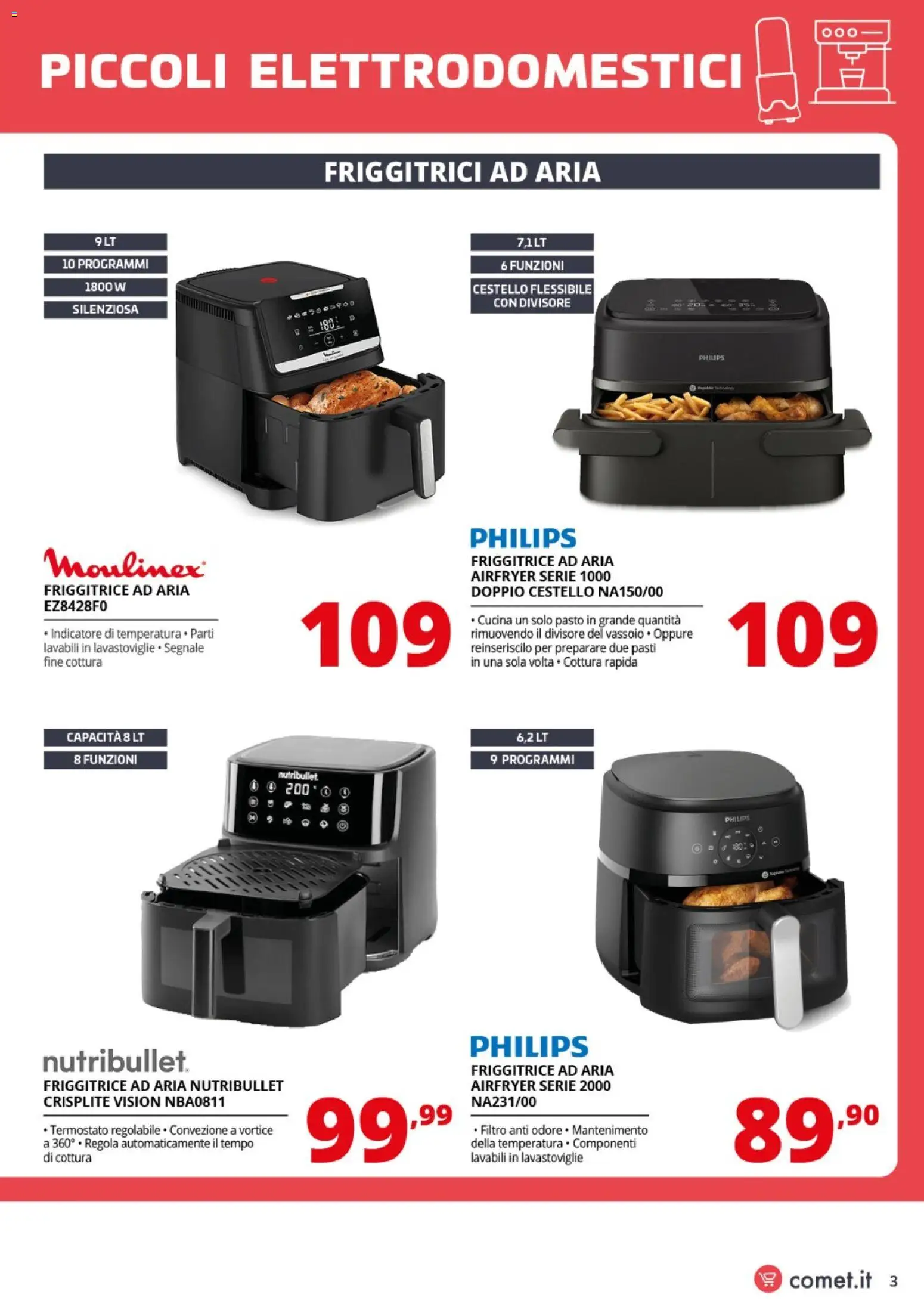 Volantino Comet del 24.04.2026 | Pagina: 3 | Prodotti: Friggitrice ad aria, Lavastoviglie, Friggitrice