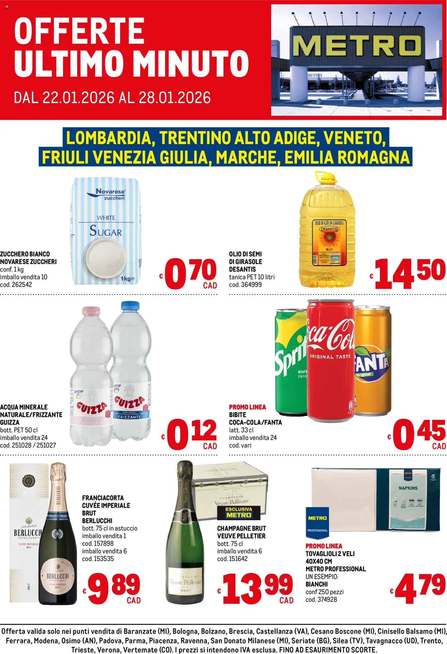 Volantino Metro del 22.01.2026 | Pagina: 1 | Prodotti: Balsamo, Champagne, Tanica, Astuccio