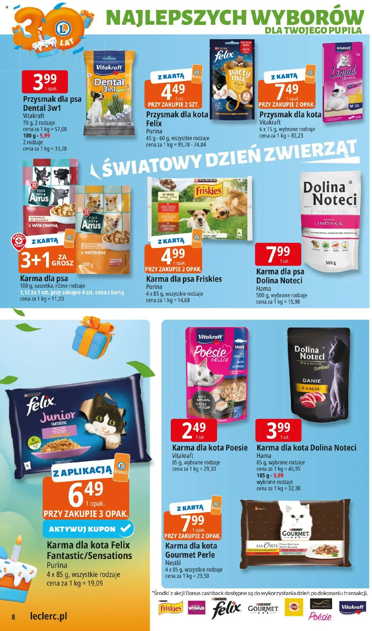 E.Leclerc Gazetka - Elbląg od 30.09.2025 | Strona: 8 | Produkty: Karta, Karma dla kota, Karma dla psa, Wołowina