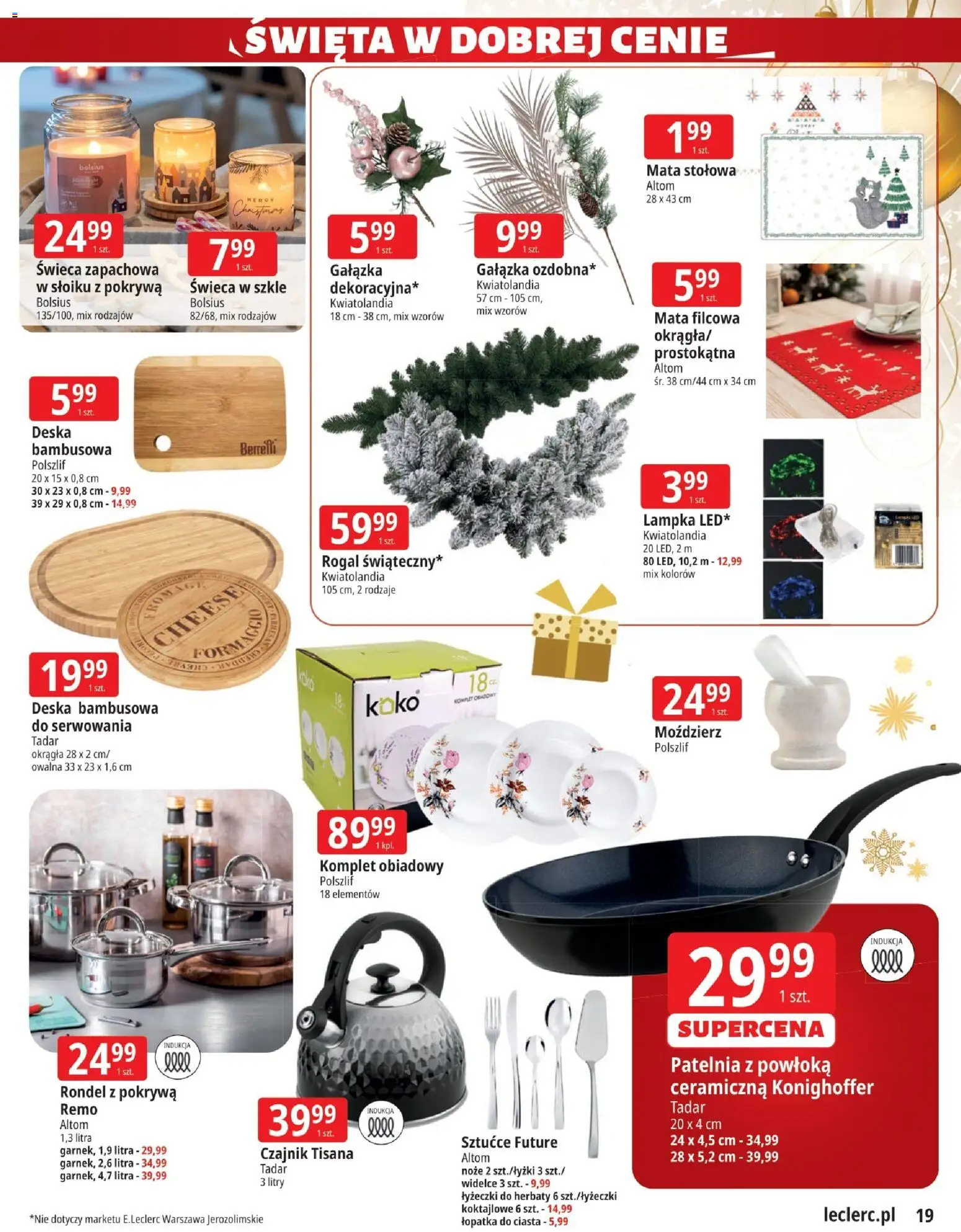 E.Leclerc Gazetka - Zielona Góra od 02.12.2025 | Strona: 19 | Produkty: Czajnik, Sztućce, Patelnia, Cheddar