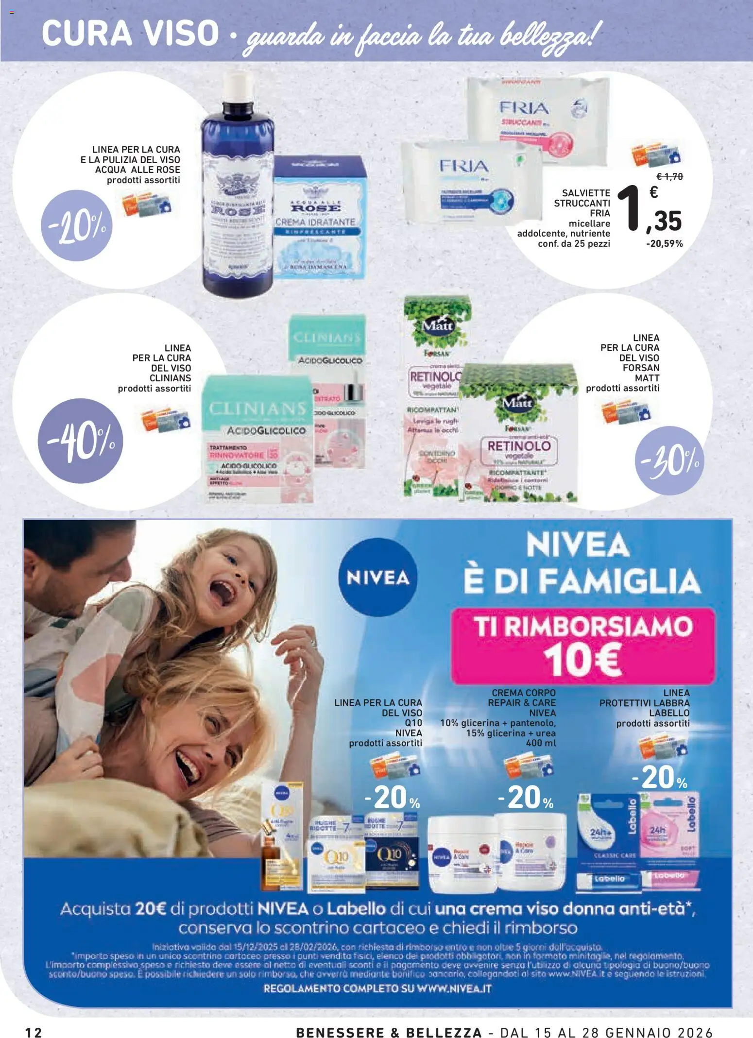 Volantino Conad del 15.01.2026 | Pagina: 12 | Prodotti: Crema, Salviette struccanti, Crema viso, Acqua