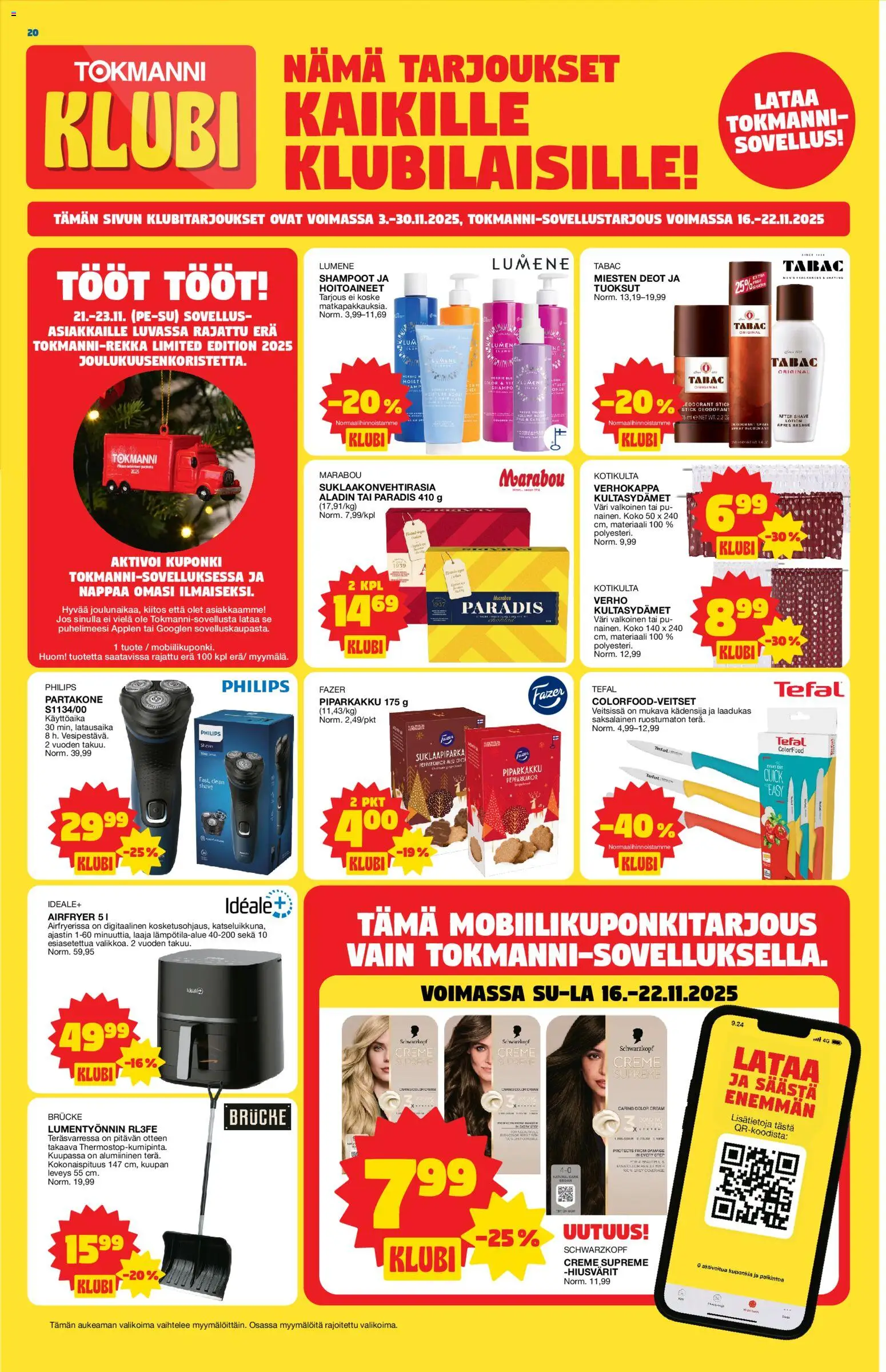 Tokmanni - Black Friday – voimassa 17.11.2025 alkaen | Sivu: 20 | Tuotteet: Verho, After shave, Partakone