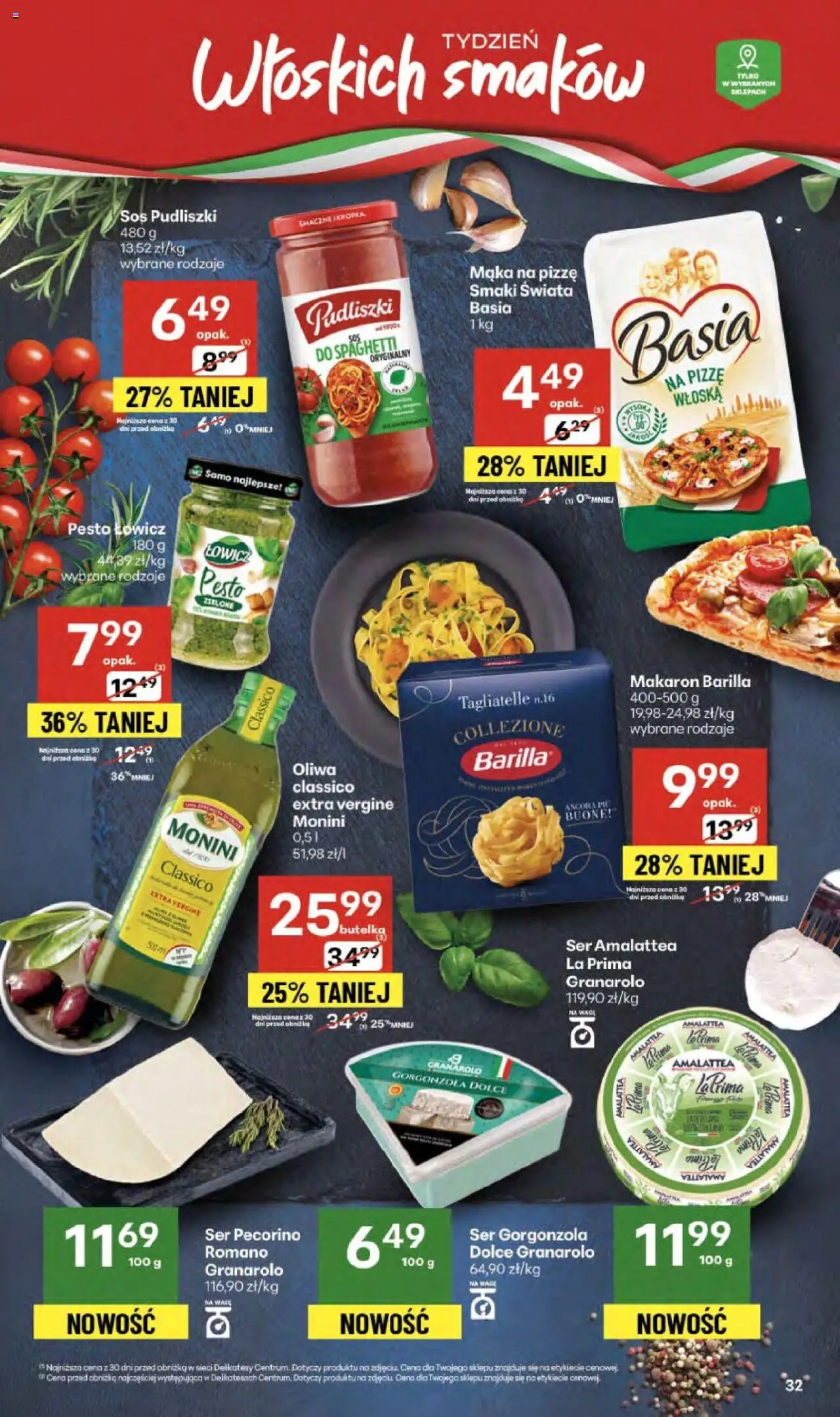 Delikatesy Centrum Gazetka od 18.09.2025 | Strona: 32 | Produkty: Makaron Barilla, Ser, Ser gorgonzola, Tagliatelle