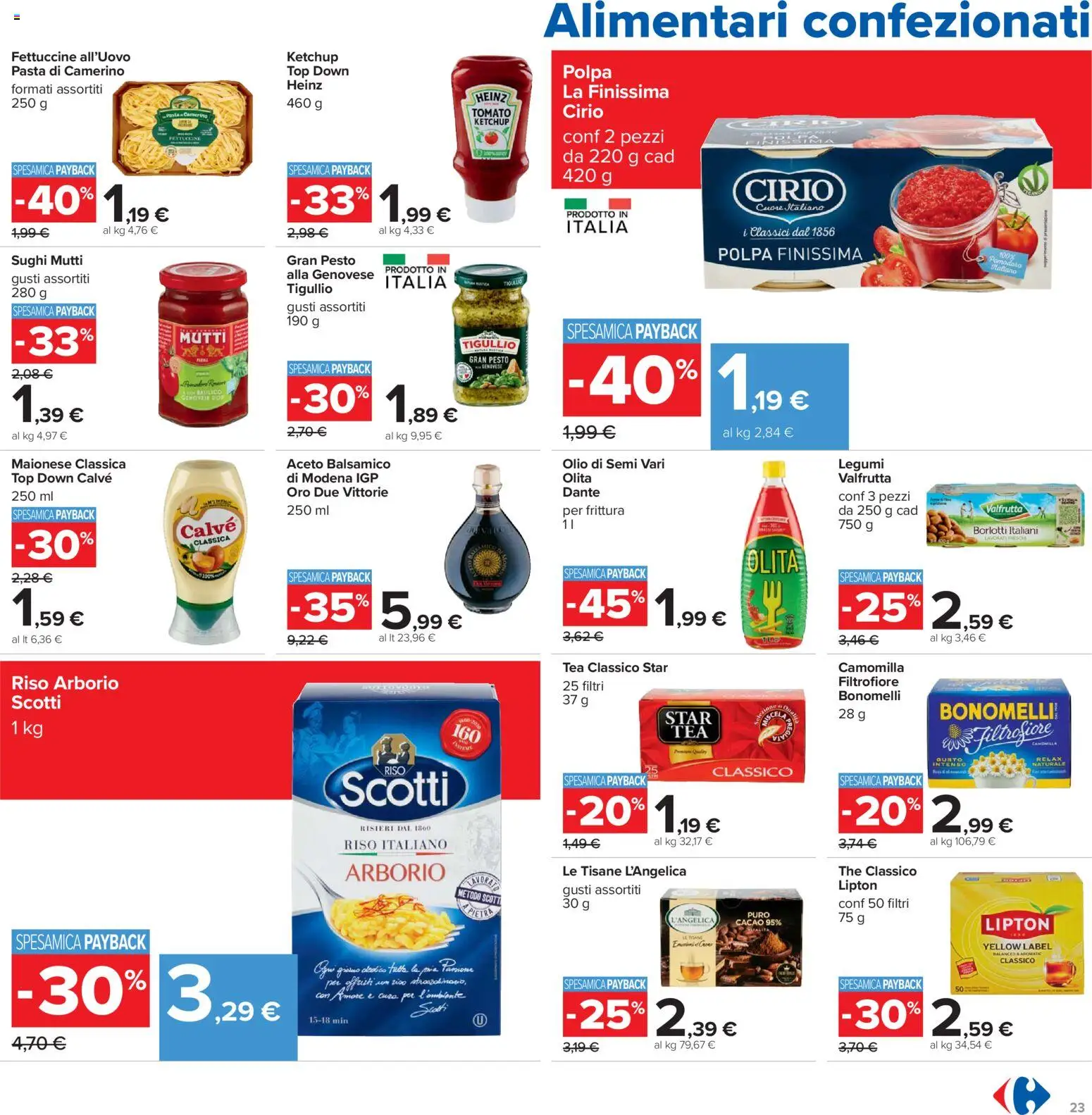 Volantino Carrefour del 07.11.2025 | Pagina: 23 | Prodotti: Legumi, Pasta, The, Fettuccine