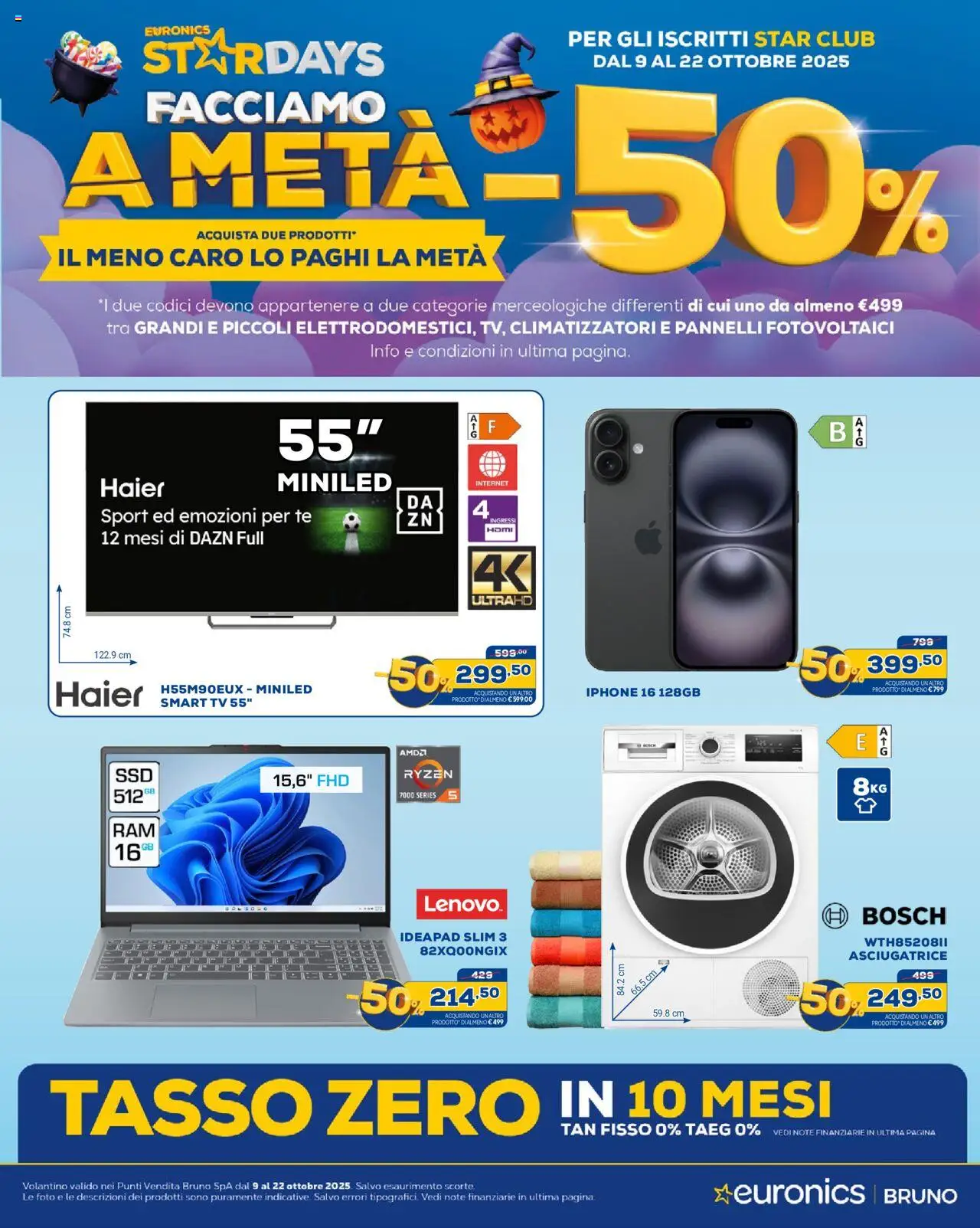 Volantino Euronics del 09.10.2025 | Pagina: 2 | Prodotti: Iphone, Tè, smart TV, Asciugatrice