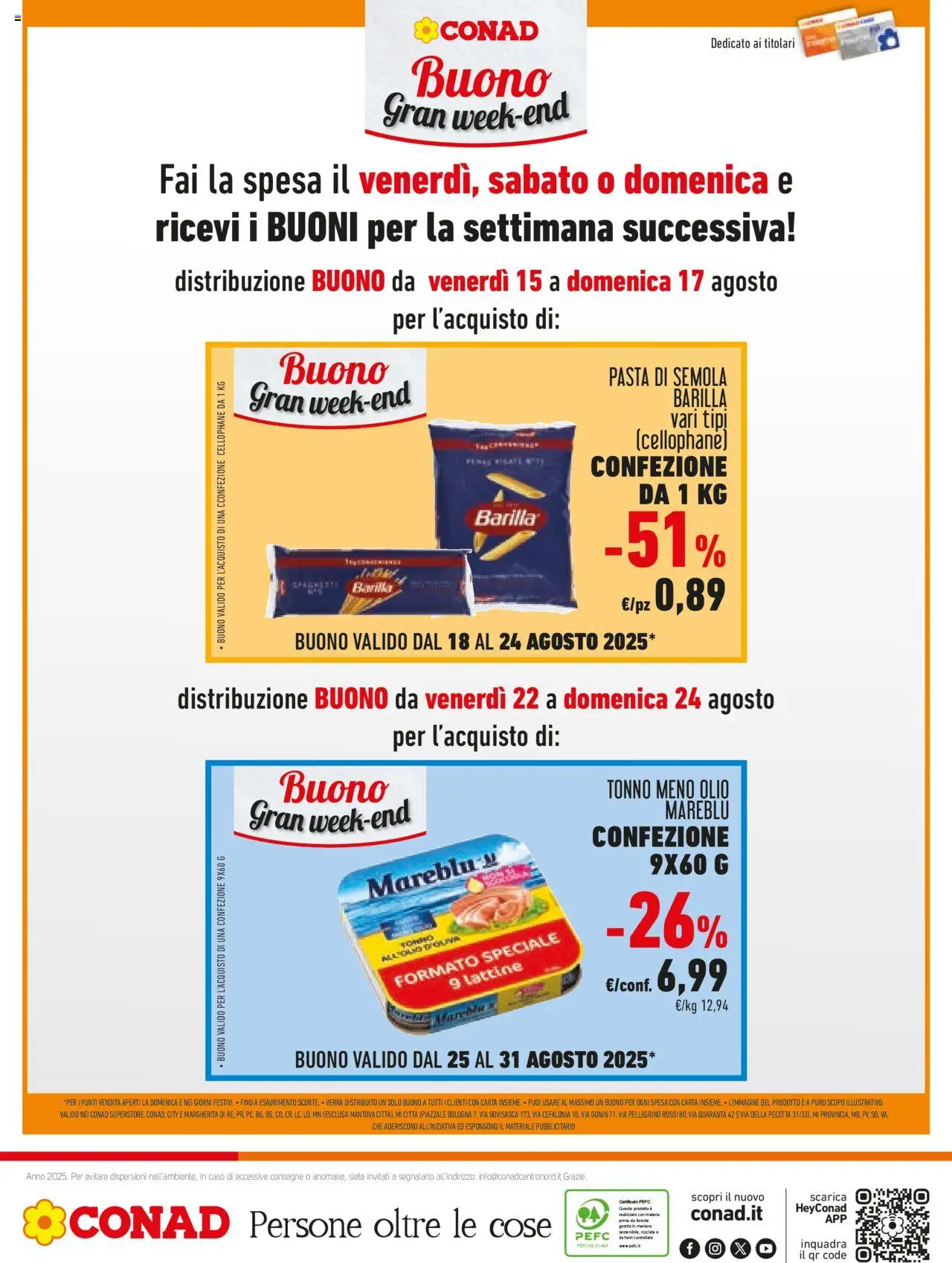 Volantino Conad del 13.08.2025 | Pagina: 16 | Prodotti: Olio, Pasta, Tonno