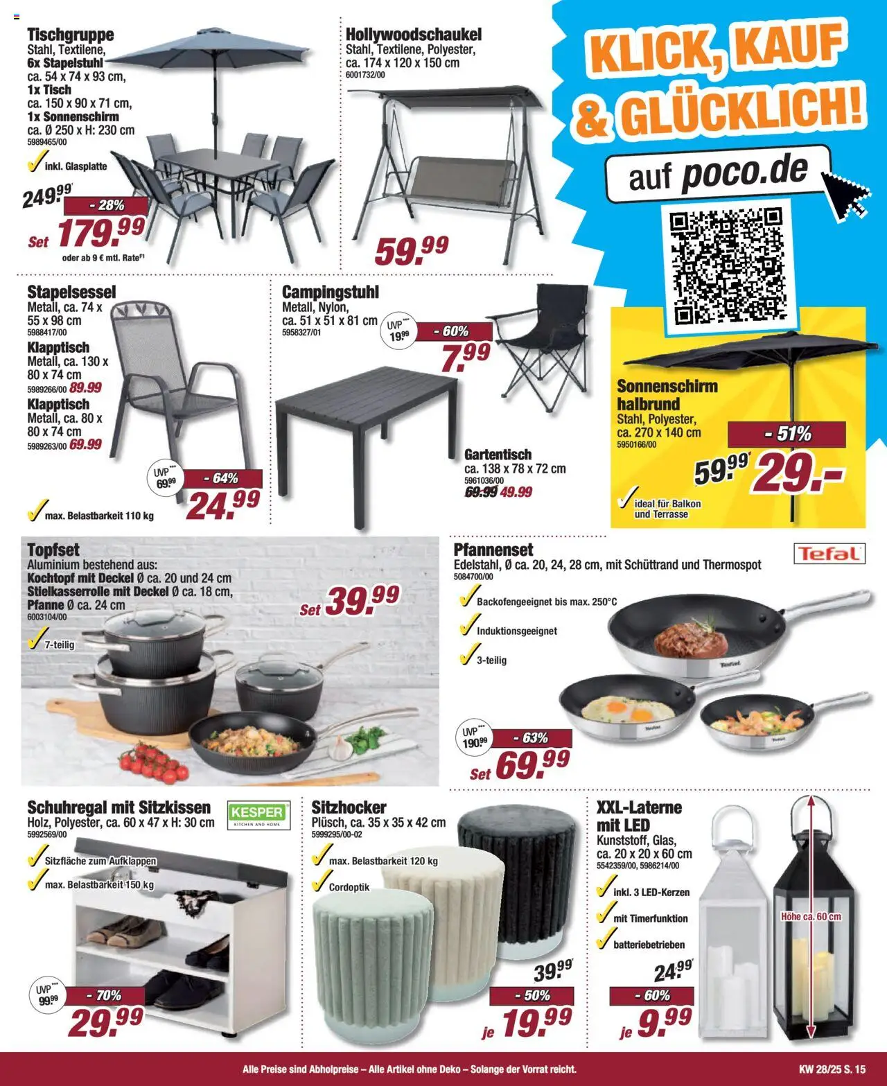 Poco Prospekt 	 - gültig ab dem 05.07.2025 | Seite: 15 | Produkte: Tisch, Schuhregal, Sonnenschirm