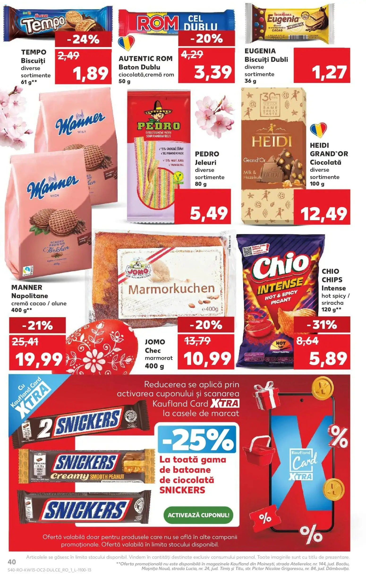 Noul catalog Kaufland – valabil de la 25.03.2026 | Pagină: 40 | Produse: Alune, Ciocolată, Rom, Biscuiți