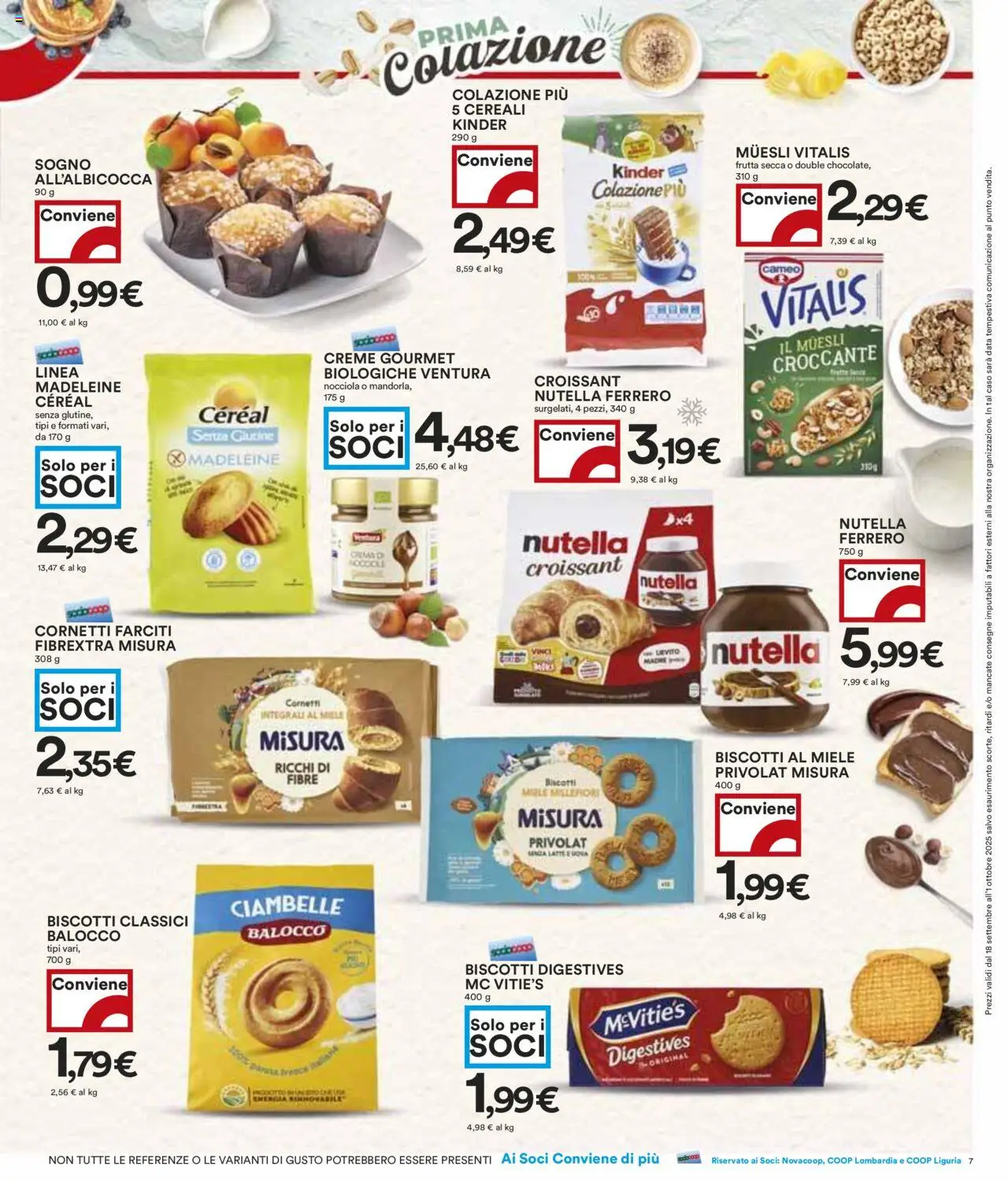 Volantino COOP del 18.09.2025 | Pagina: 7 | Prodotti: Biscotti, Nocciole, Nutella, Miele