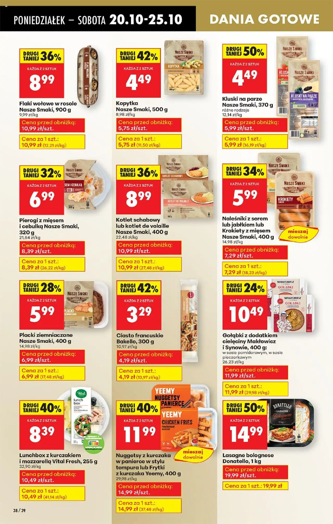 Biedronka gazetka od 20.10.2025 | Strona: 46 | Produkty: Placki ziemniaczane, Lasagne, Flaki wołowe, Dania gotowe