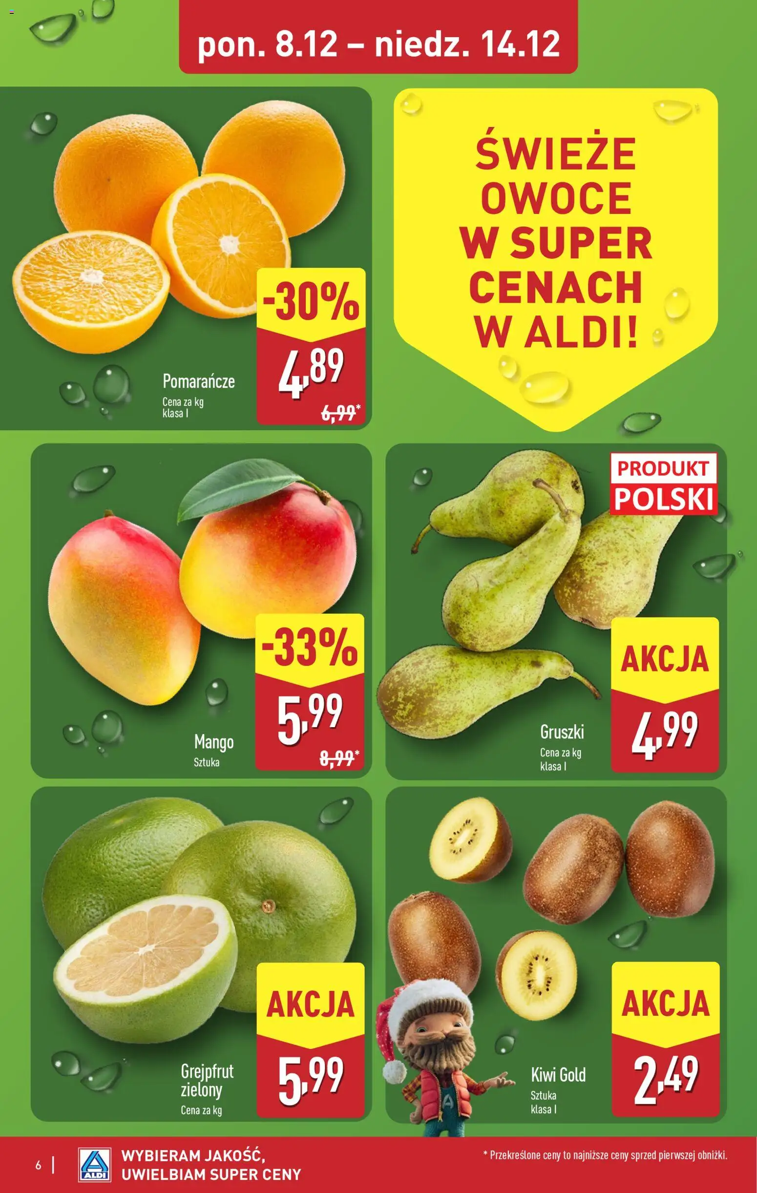 Aldi Gazetka - Gwiazdy świątecznego stołu od 08.12.2025 | Strona: 6 | Produkty: Pomarańcze, Kiwi, Grejpfrut, Owoce
