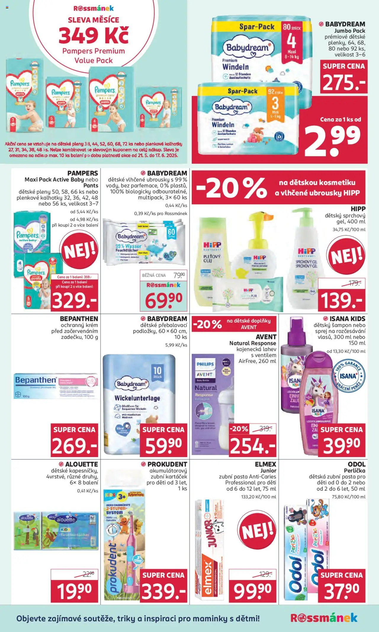 Rossmann leták od 04.06.2025 | Strana: 15 | Produkty: Kalhotky, Pampers, Přebalovací podložky, Hipp