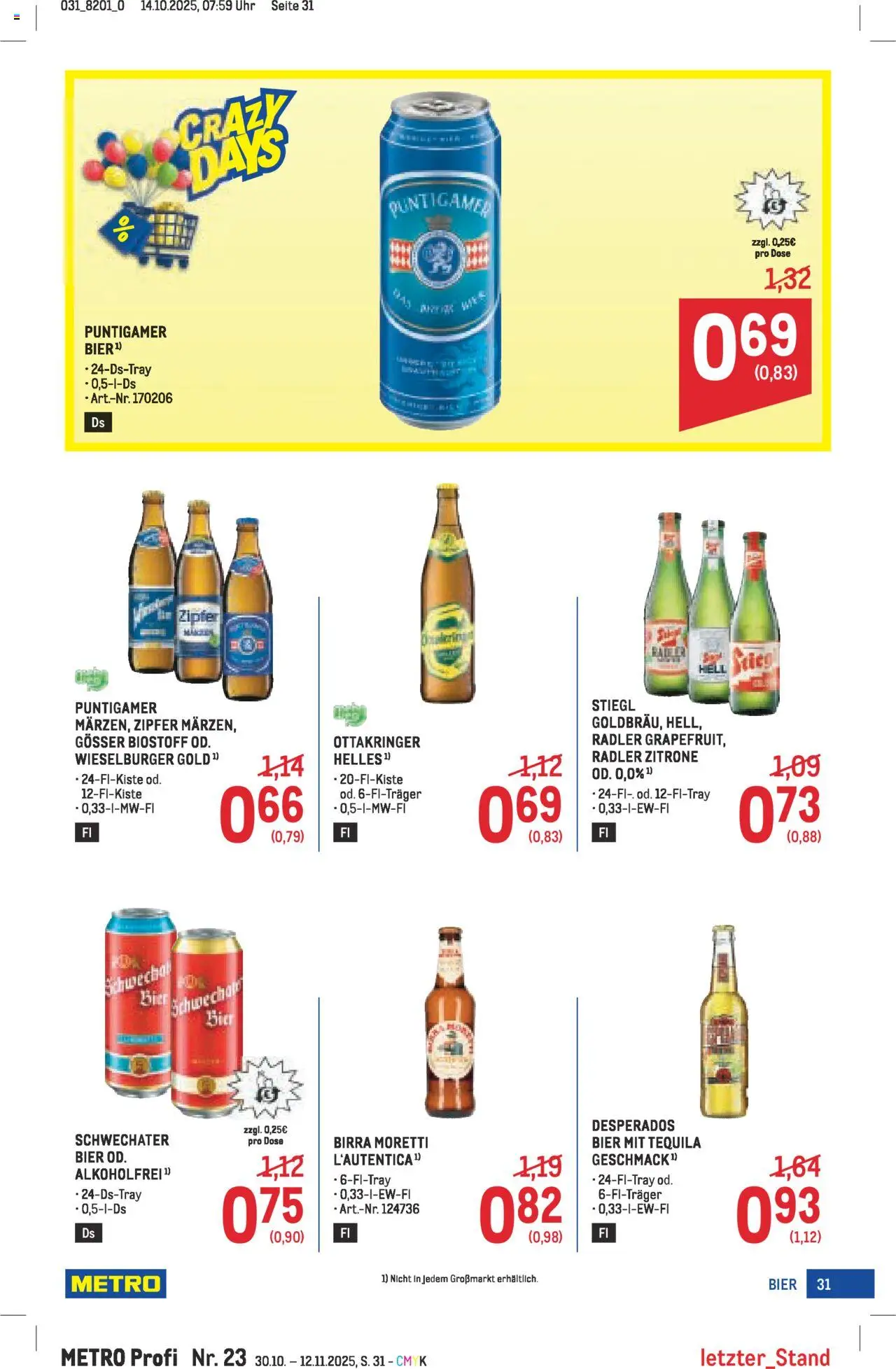 Metro angebote Profi gültig ab 30.10.2025 | Seite: 31 | Produkte: Zitrone, Uhr, Bier