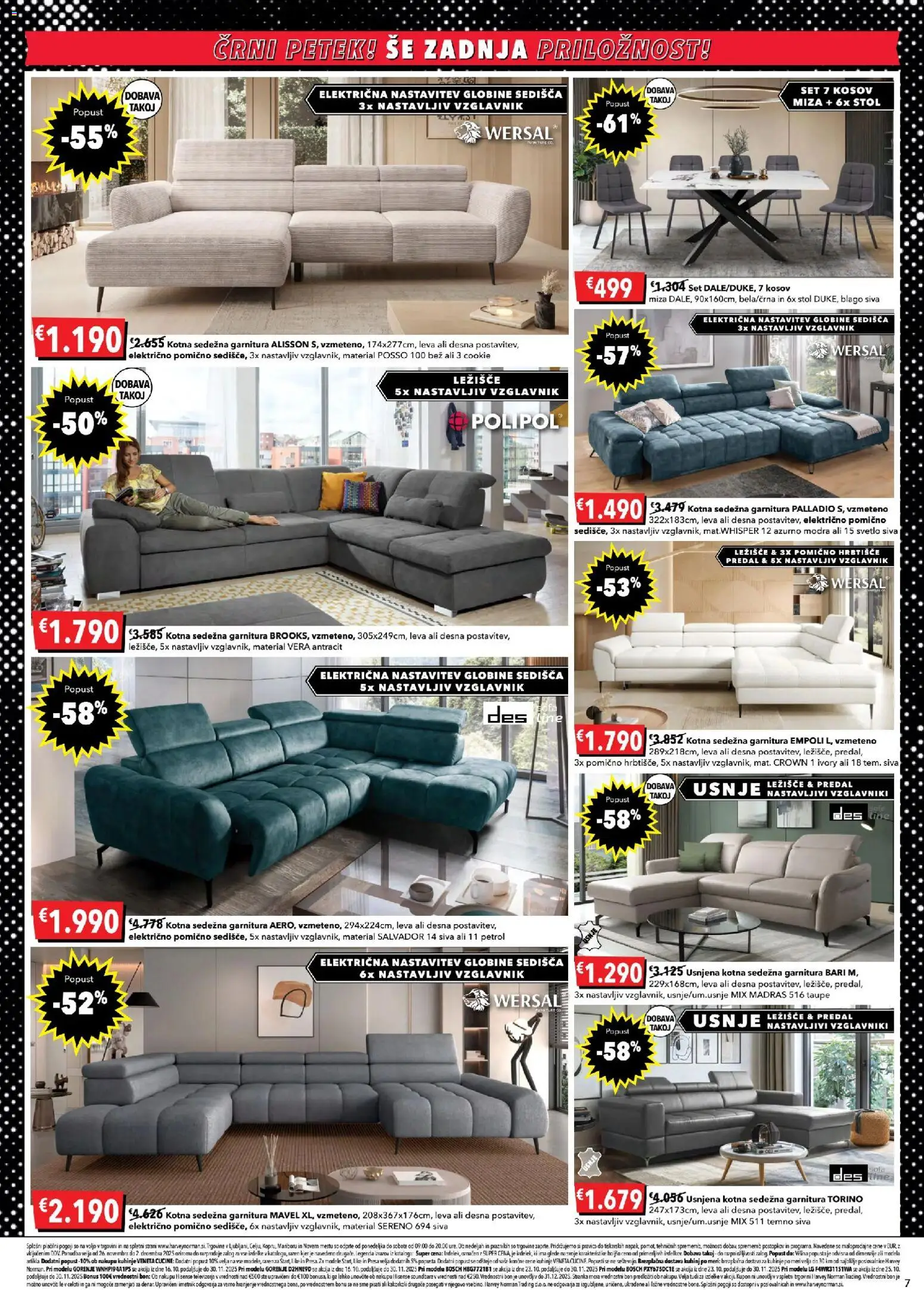 Novi Harvey Norman katalog ponudbe – veljaven od 26.11.2025 | Stran: 7 | Izdelki: Ležišče, Sedezna garnitura, Miza, Stol