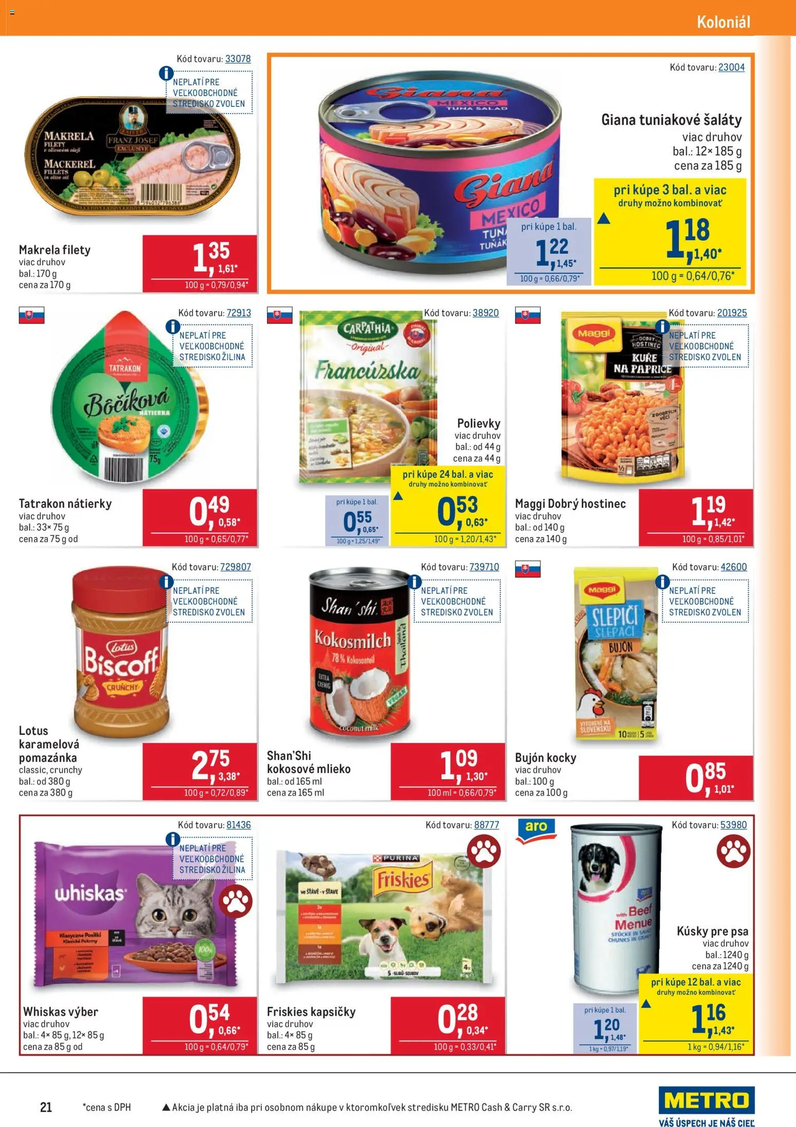 Nové Metro akcie – leták je platný od 02.01.2026 | Strana: 21 | Produkty: Mlieko, Bujón, Kokosové mlieko, Whiskas