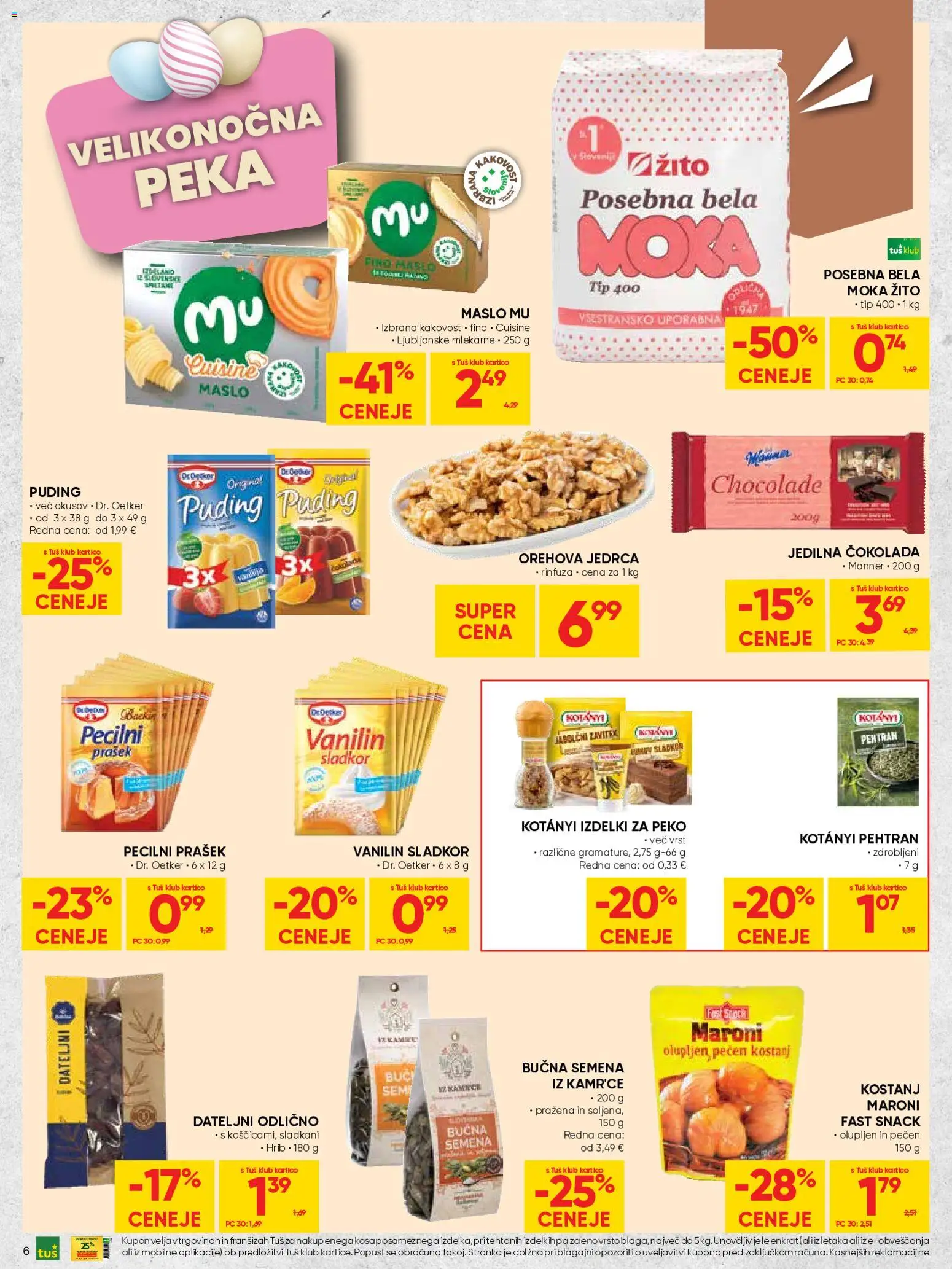 Novi Tuš katalog ponudbe – veljaven od 30.03.2026 | Stran: 6 | Izdelki: Prašek, Moka, Puding, Maslo
