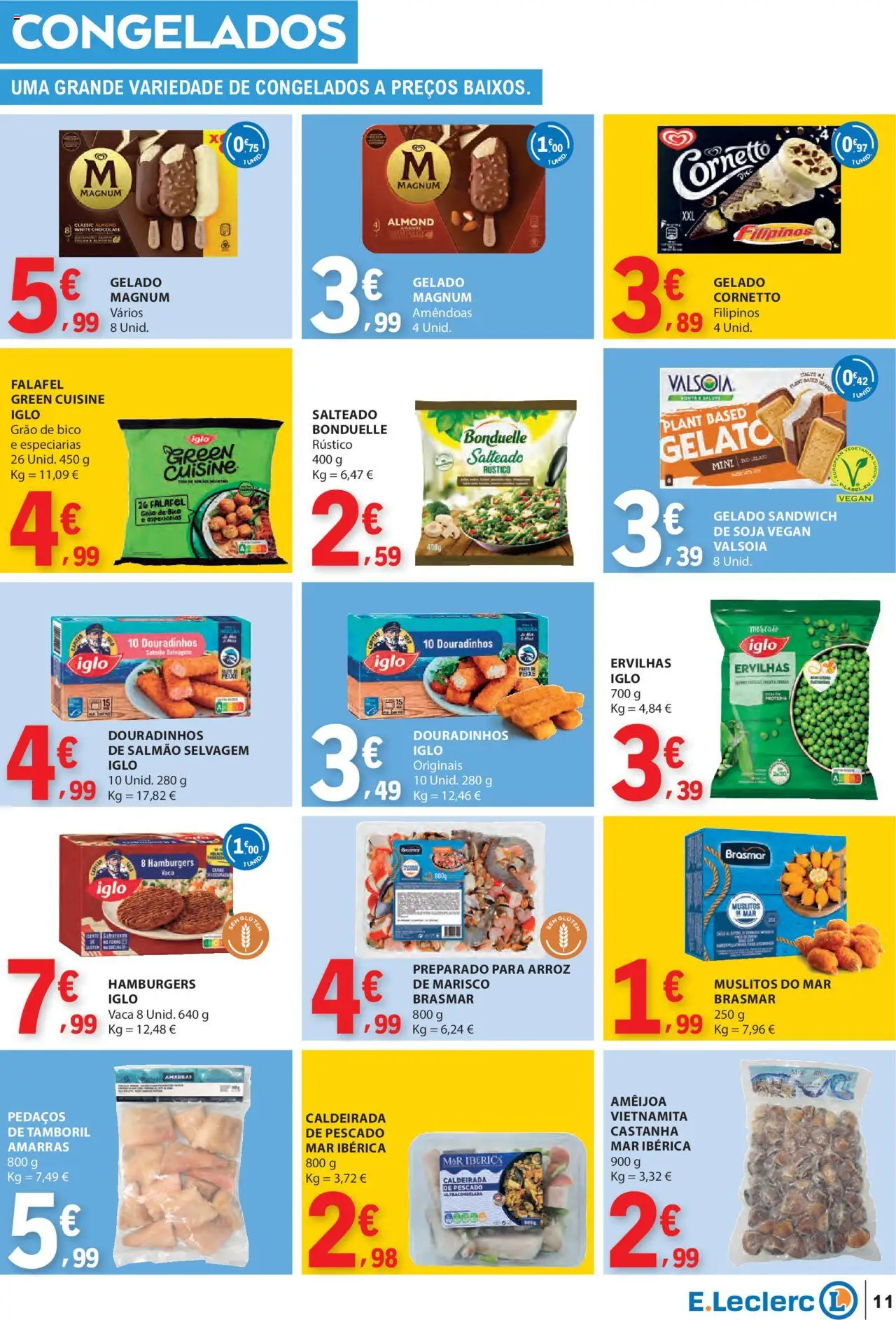 E.Leclerc folheto │ válido de 04.09.2025 | Página: 11 | Produtos: Amêndoas, Filipinos, Arroz, Gelado sandwich