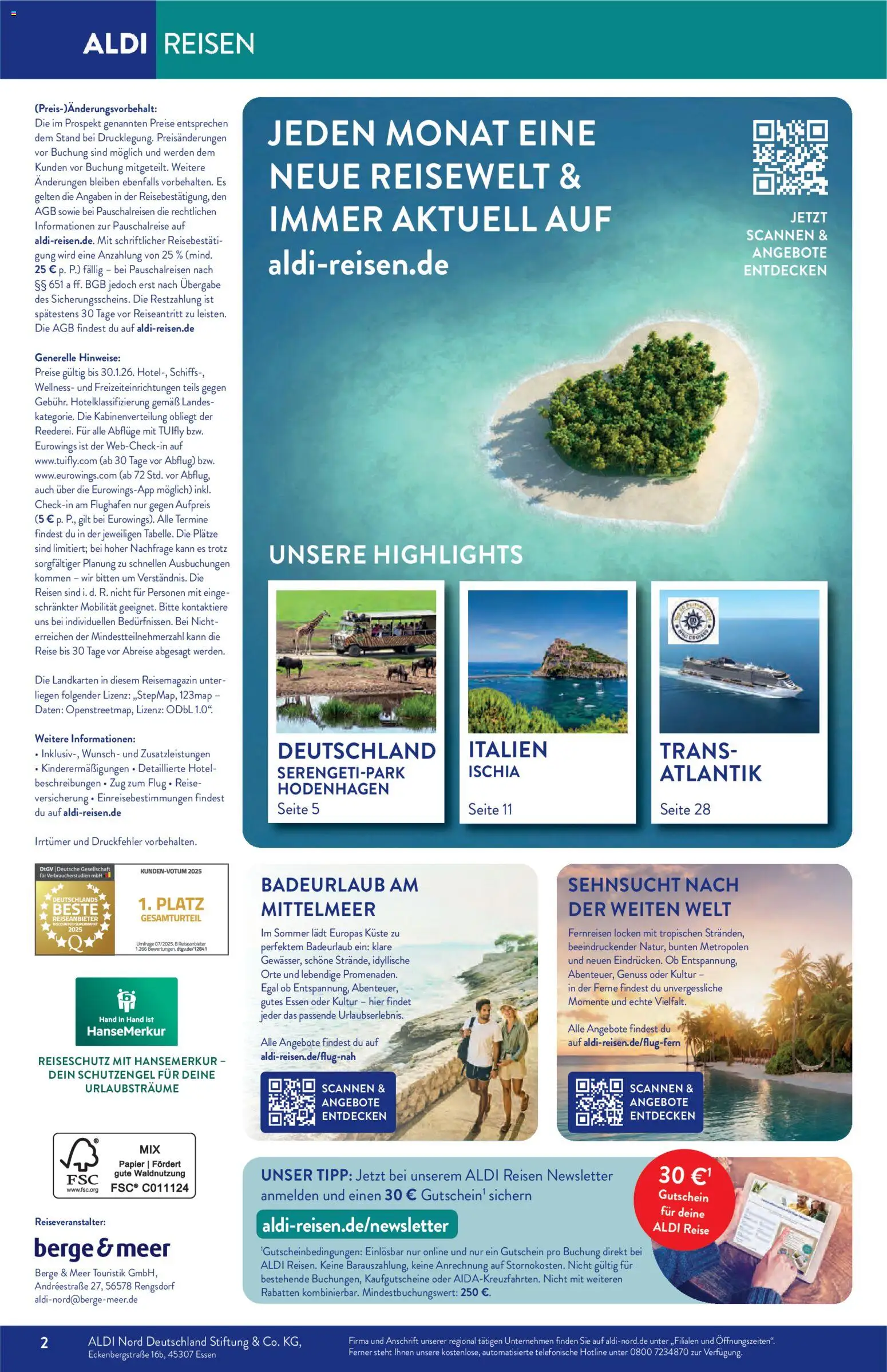 Aldi Reisen  Reisemagazin – gültig ab 01.01.2026 | Seite: 2