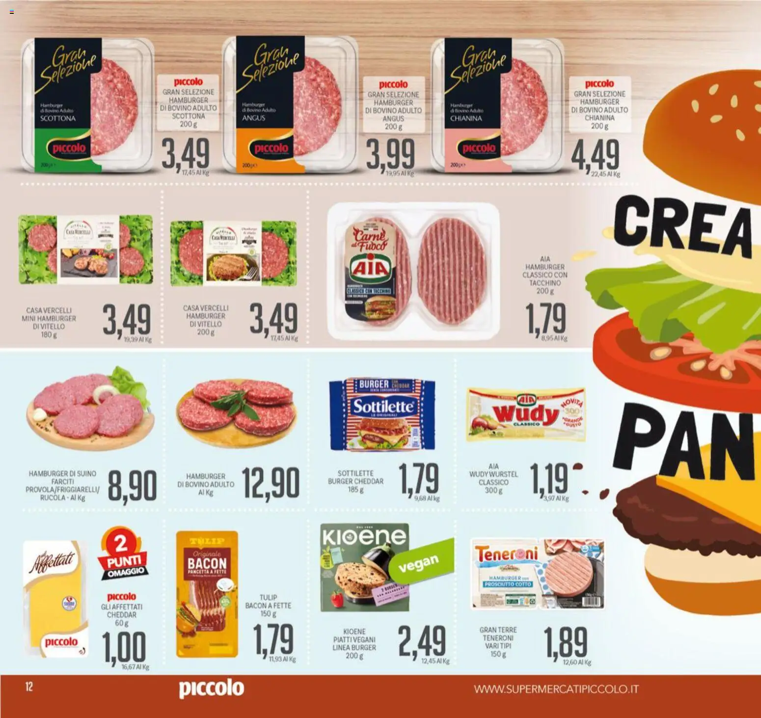 Volantino Piccolo del 16.03.2026 | Pagina: 12 | Prodotti: Prosciutto Cotto, Suino, Tacchino, Hamburger