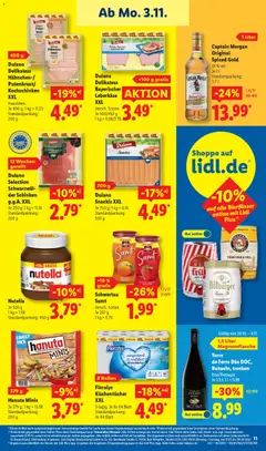Lidl Prospekt Heppenheim ab 03.11.2025 gültig | Seite: 19 | Produkte: Hahnchen, Nutella, Captain morgan, Schinken
