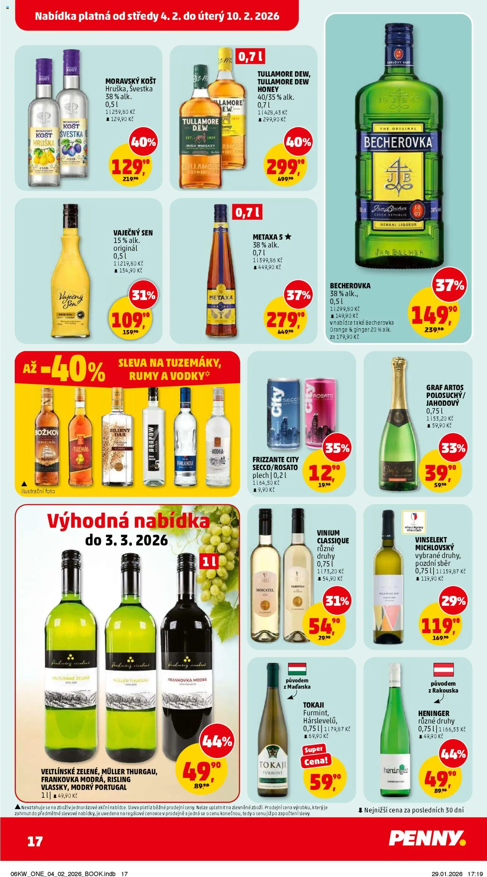Penny Market leták - Čtvrtečník od 04.02.2026 | Strana: 17 | Produkty: Tokaj, Metaxa, Plech, Tullamore Dew