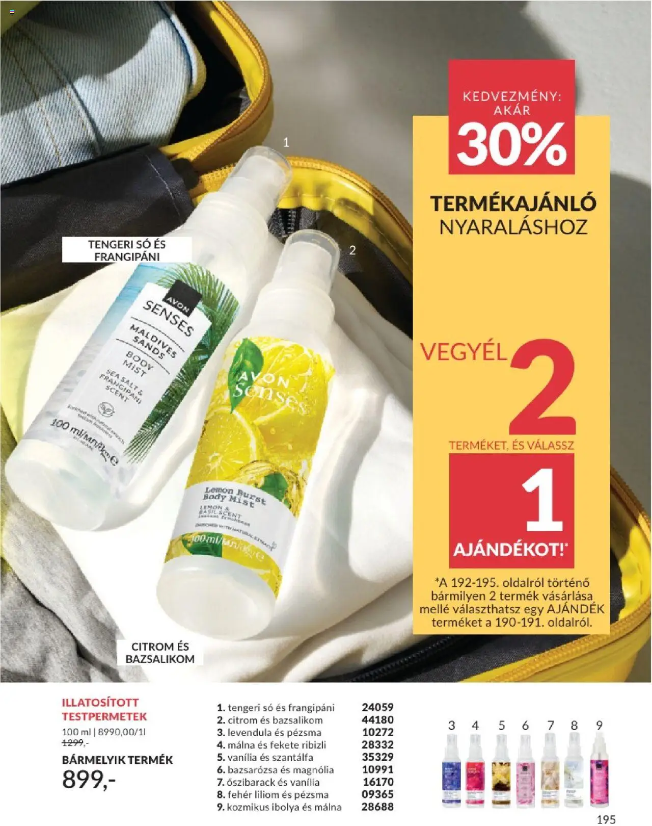 Avon akciós ujság - amely érvényes a következő dátumtól: 01.07.2025 | Oldal: 195 | Termékek: Őszibarack, Body, Só, Levendula