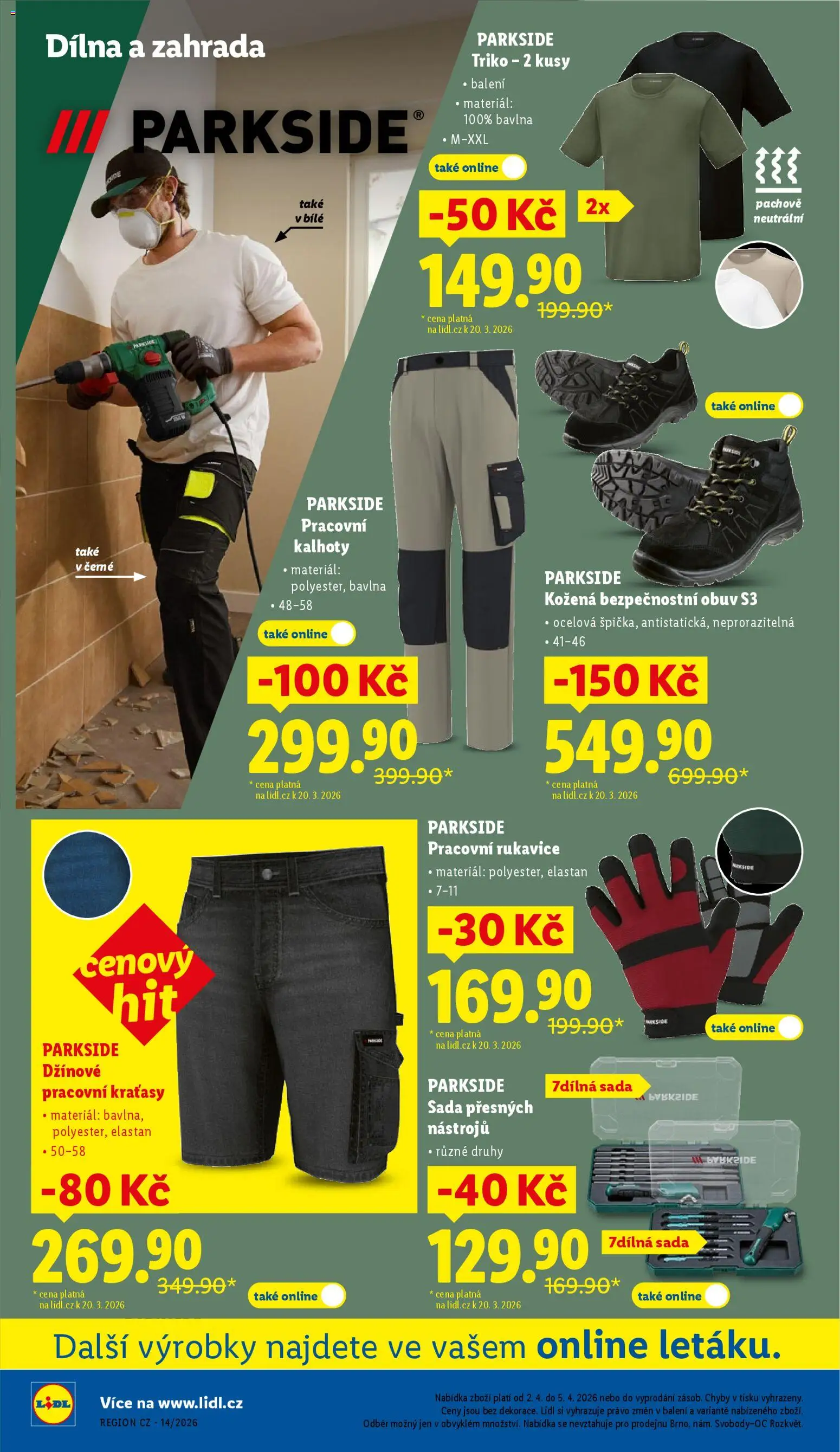 Lidl leták od 02.04.2026 | Strana: 34 | Produkty: Kalhoty, Kraťasy, Rukavice, Obuv