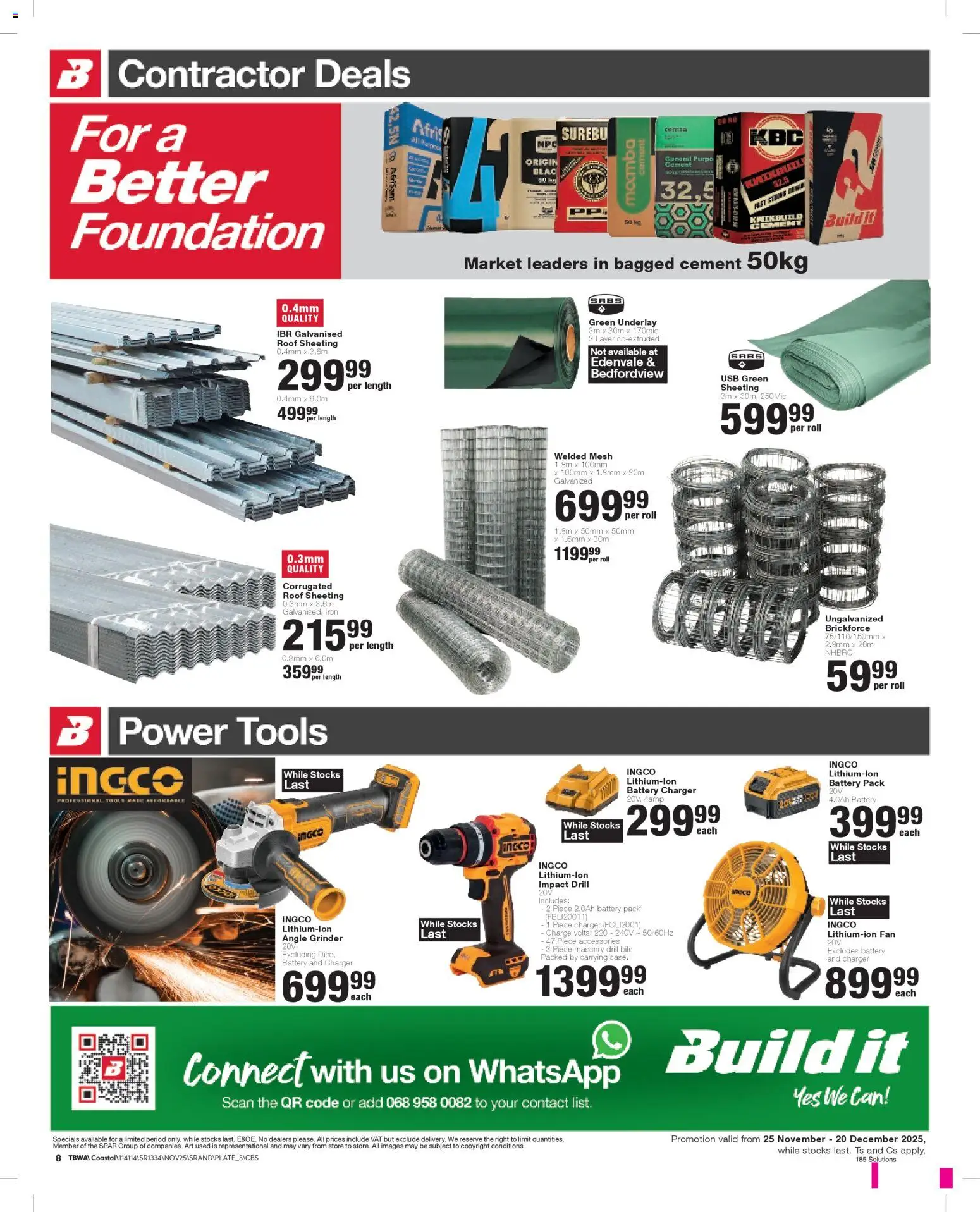 New Build It catalogue – valid from 25.11.2025 | Page: 8 | Products: Iron, Fan, Foundation, Angle grinder