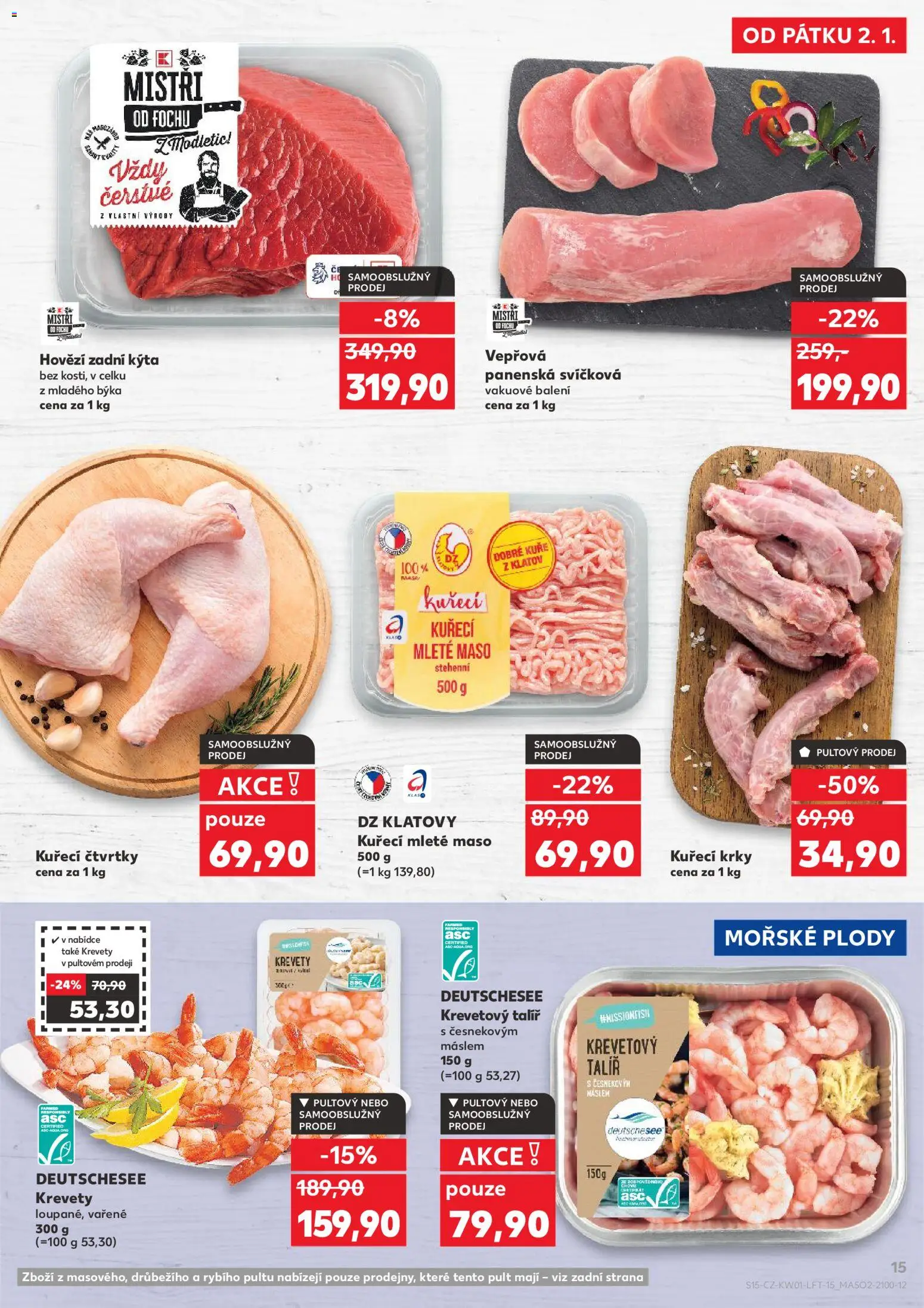 Kaufland leták - Chomutov od 02.01.2026 | Strana: 15 | Produkty: Mleté maso, Kuře, Kýta, Krevety