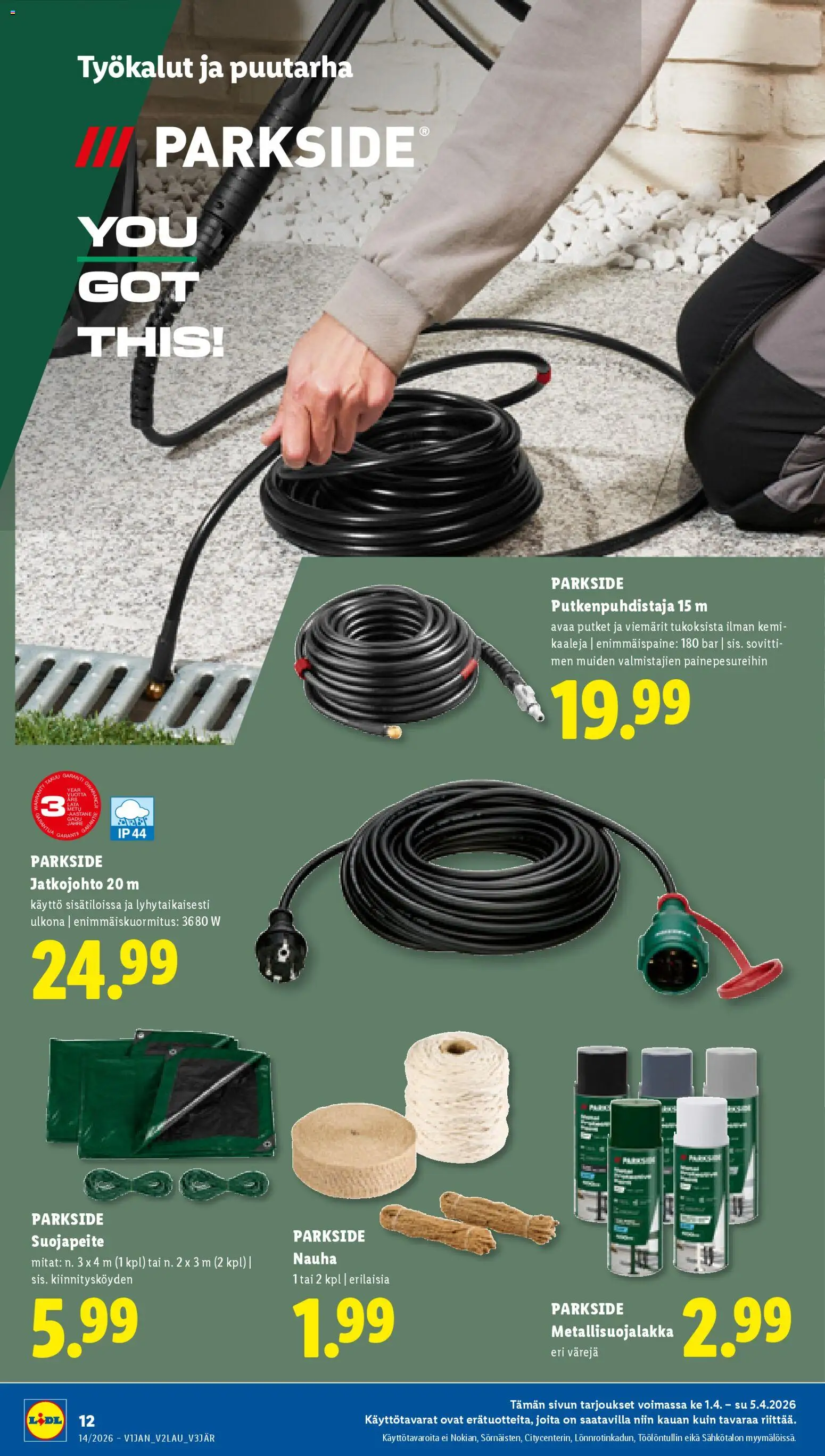 Lidl tarjoukset - Tampere – voimassa 01.04.2026 alkaen | Sivu: 14 | Tuotteet: Jatkojohto, Nauha