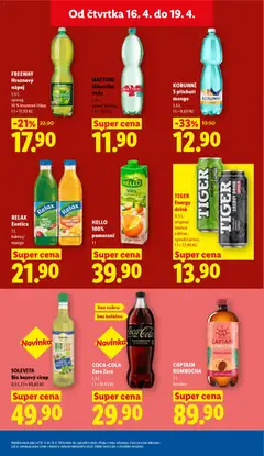 Náhled letáku KORUNNÍ S příchutí mango, 1,5 l od 16.04.2026 | Strana: 23 | Produkty: Vitamin c, Voda, Tiger, Citron