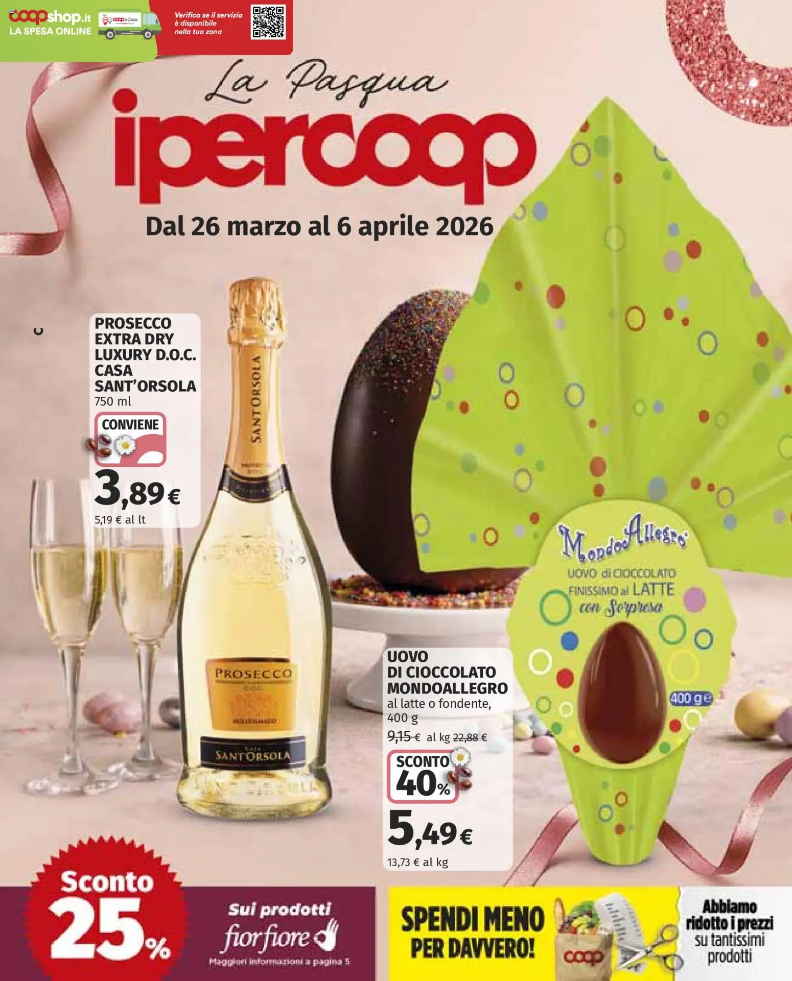Volantino Ipercoop del 26.03.2026 | Pagina: 1 | Prodotti: Cioccolato, Prosecco, Latte