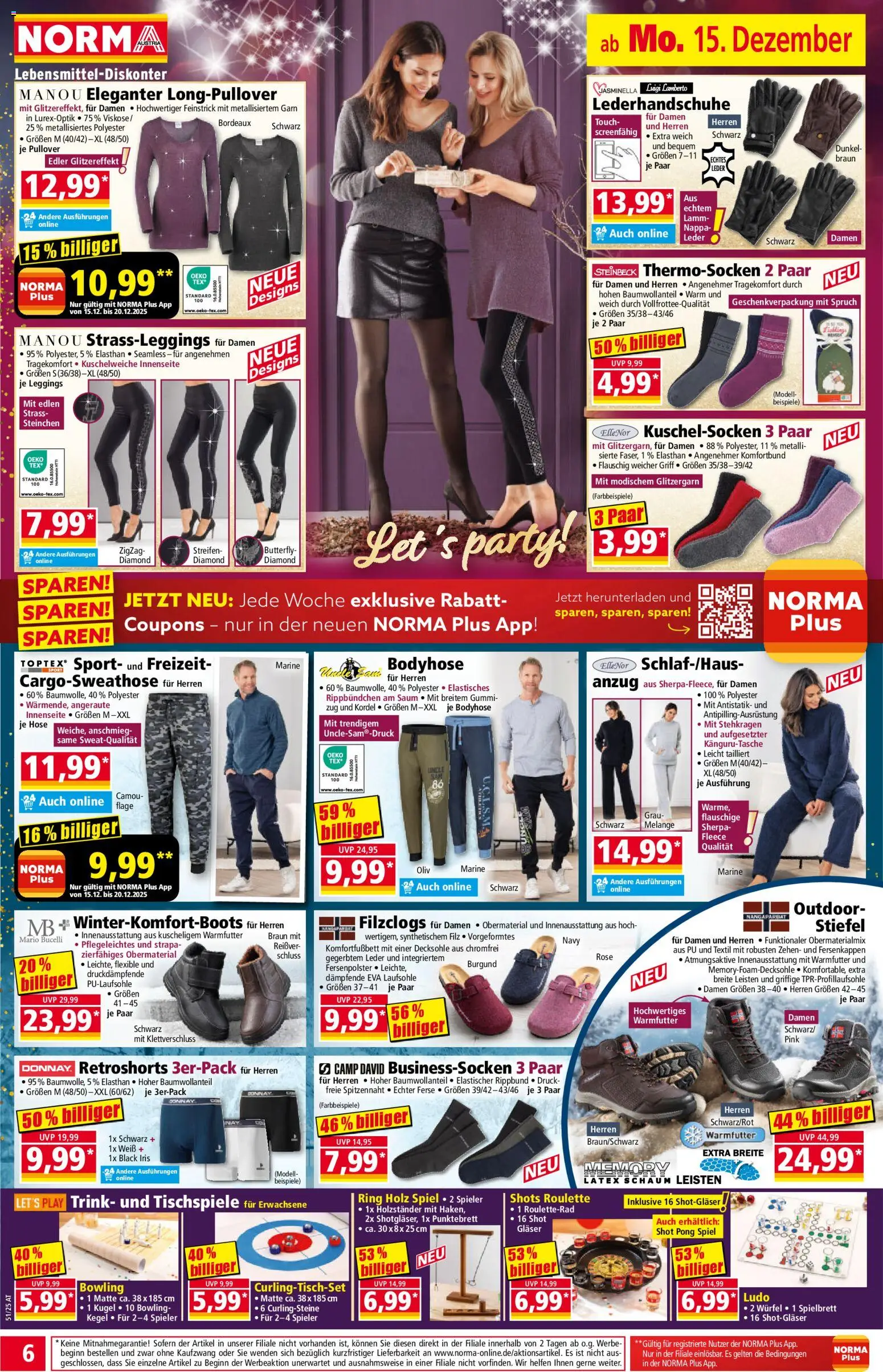 Norma Flugblatt gültig ab 15.12.2025 | Seite: 6 | Produkte: Hose, Leggings, Stiefel, Spiel