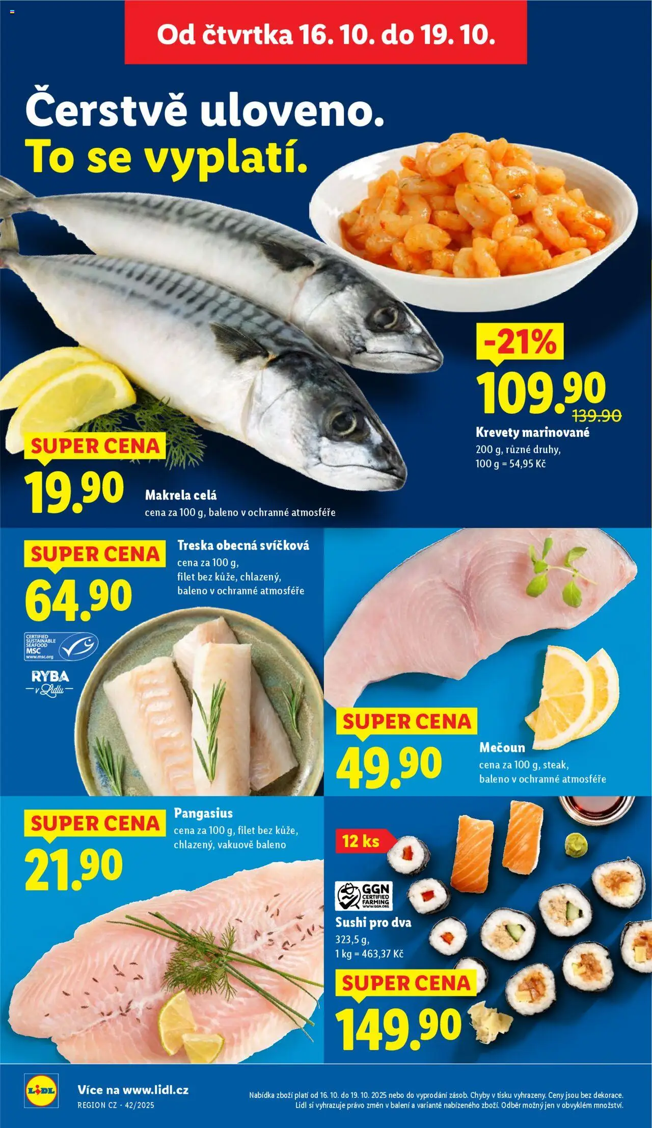 Lidl leták od 16.10.2025 | Strana: 10 | Produkty: Treska, Ryba, Sushi, Filet