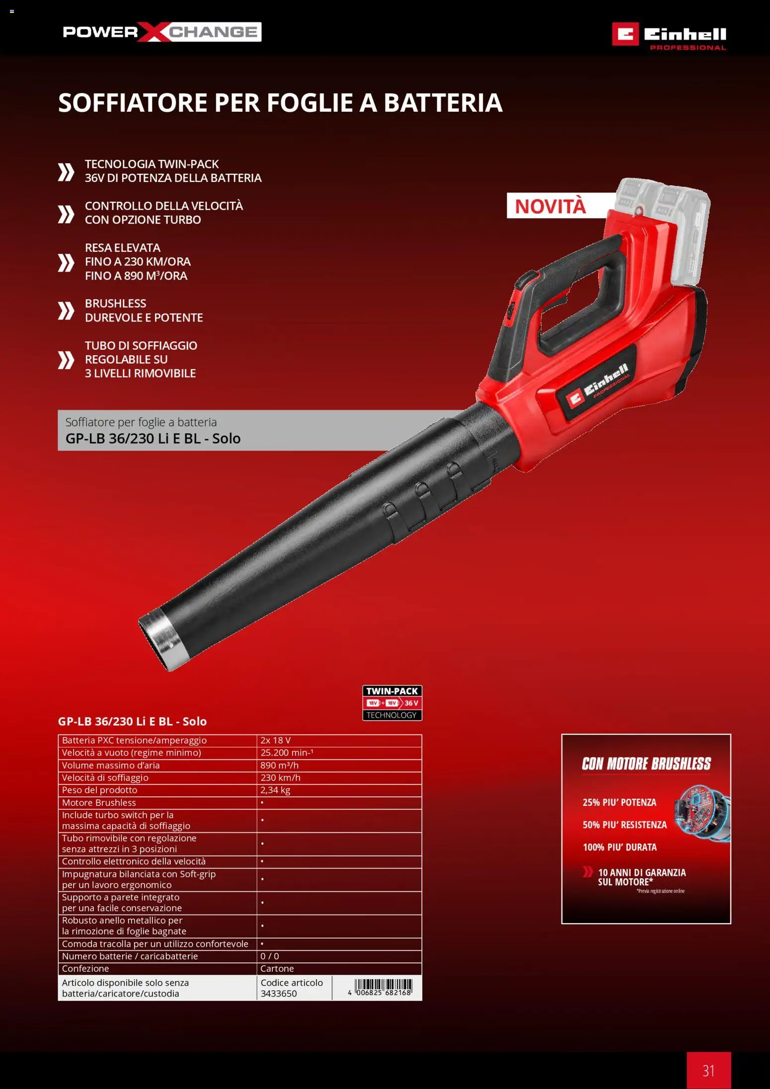 Volantino Einhell del 17.03.2026 | Pagina: 33 | Prodotti: Tubo, Batteria, Batterie, Caricabatterie