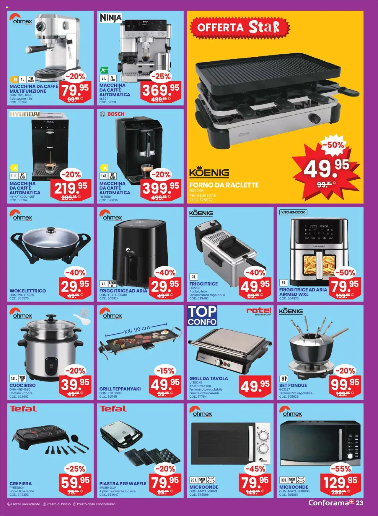 Conforama Aktionen IT – gültig ab 01.10.2025 | Seite: 23 | Produkte: Fondue, Wok, Grill, Bosch