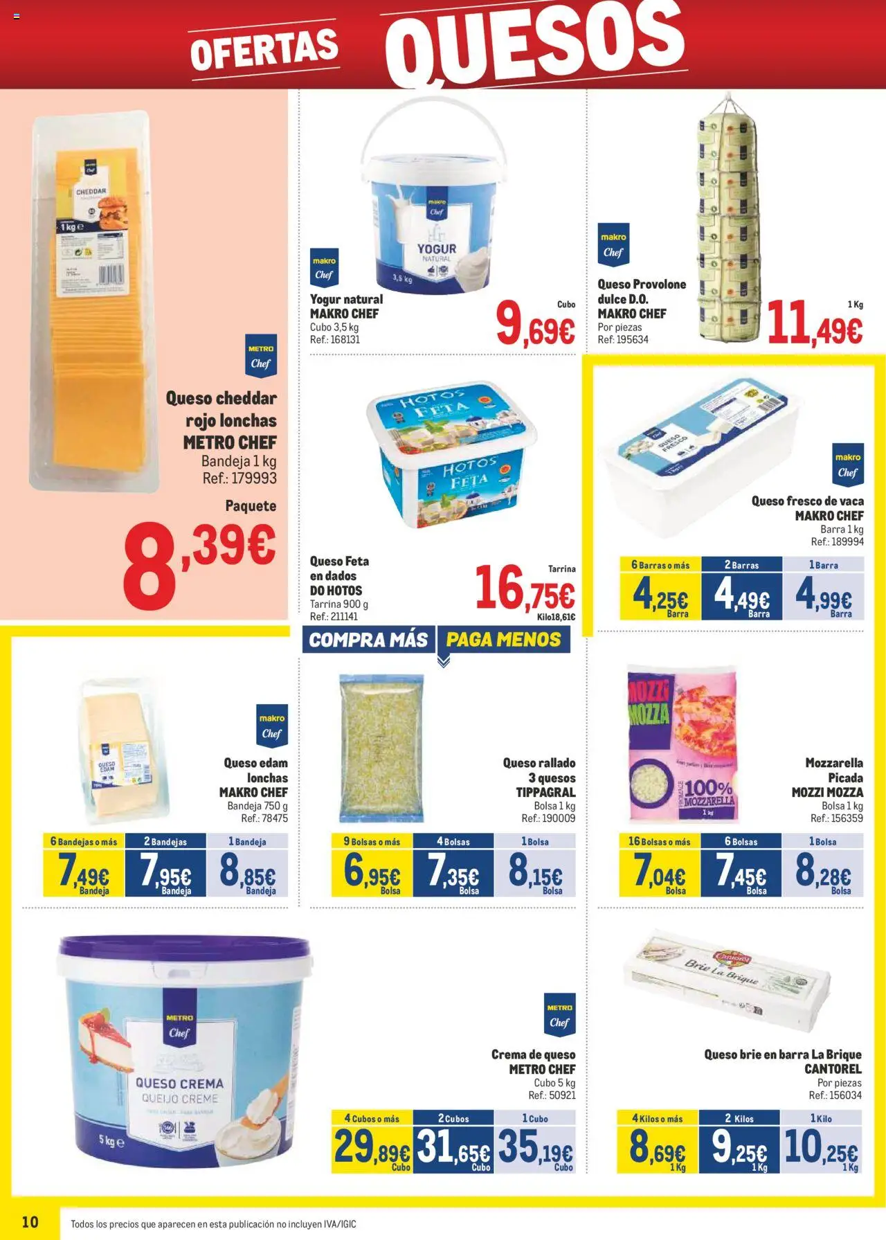 Makro - Precios Centro │ válido desde el 04.08.2025 | Página: 10 | Productos: Queso, Yogur, Bolsa, Bandeja