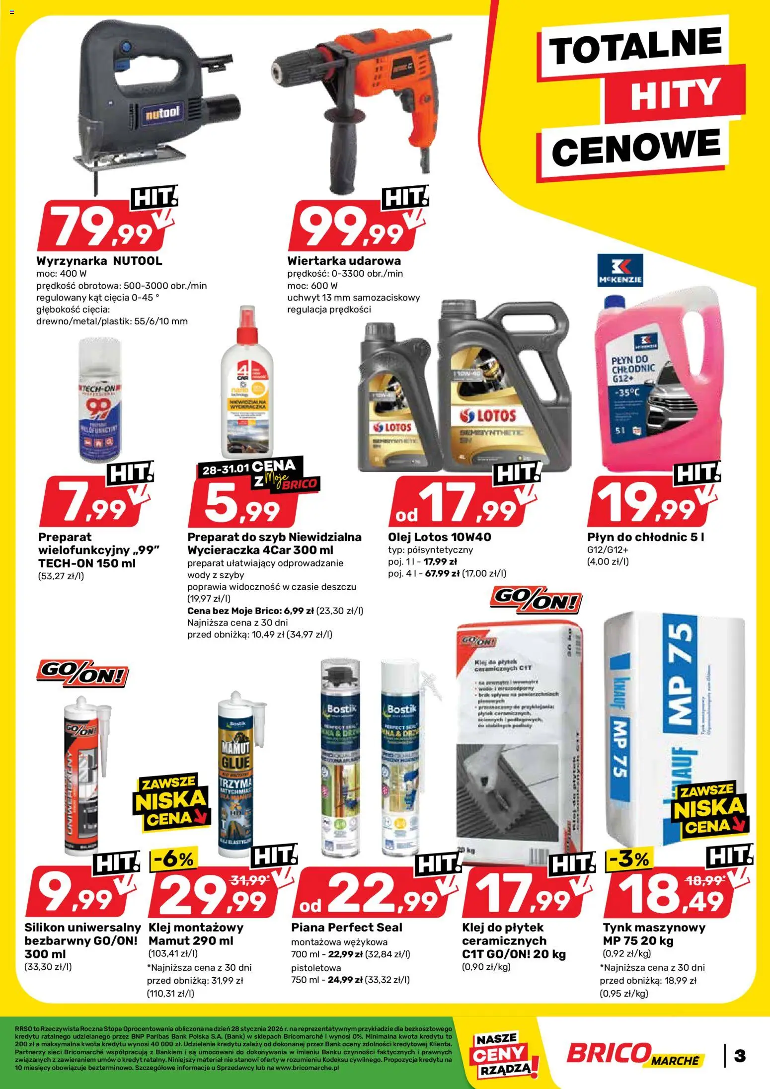 Brico Marché Gazetka od 28.01.2026 | Strona: 3 | Produkty: Wycieraczka, Olej