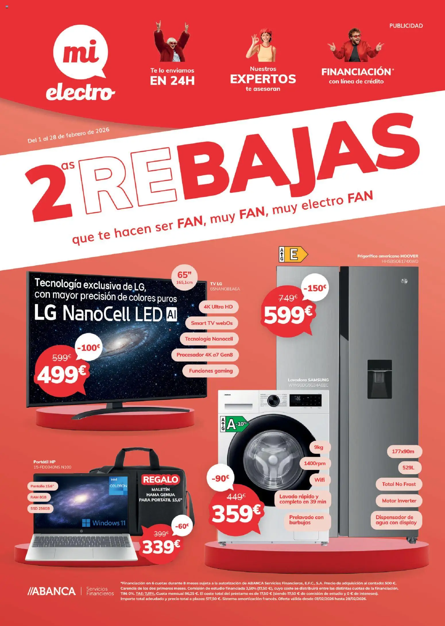 Mi Electro - folleto │ válido desde el 01.02.2026 | Página: 1 | Productos: Portátil HP, Té, Dispensador, Lavadora